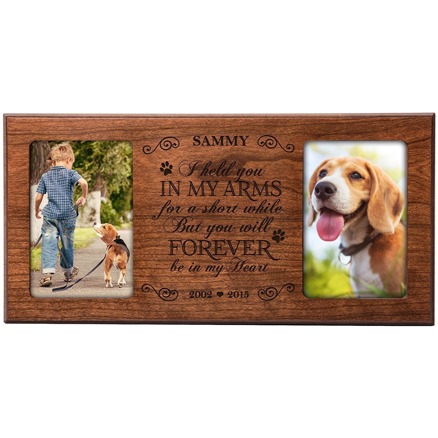 Pet Memorial Double Picture Frame - I Held You In My Arms - LifeSong Milestones