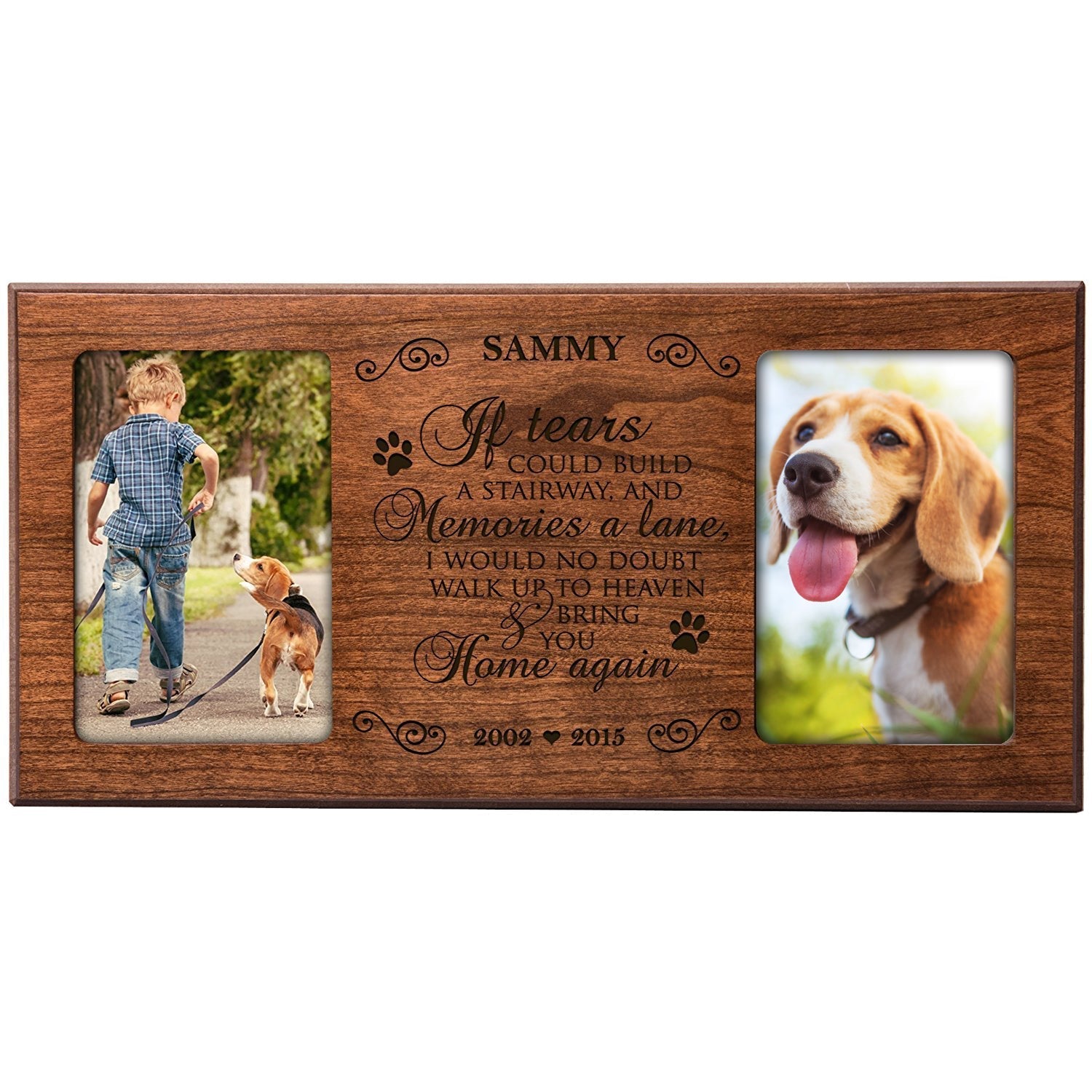 Pet Memorial Double Picture Frame - If Tears Could Build A Stairway - LifeSong Milestones