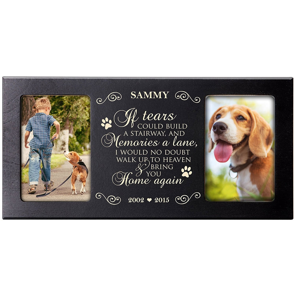 Pet Memorial Double Picture Frame - If Tears Could Build A Stairway - LifeSong Milestones