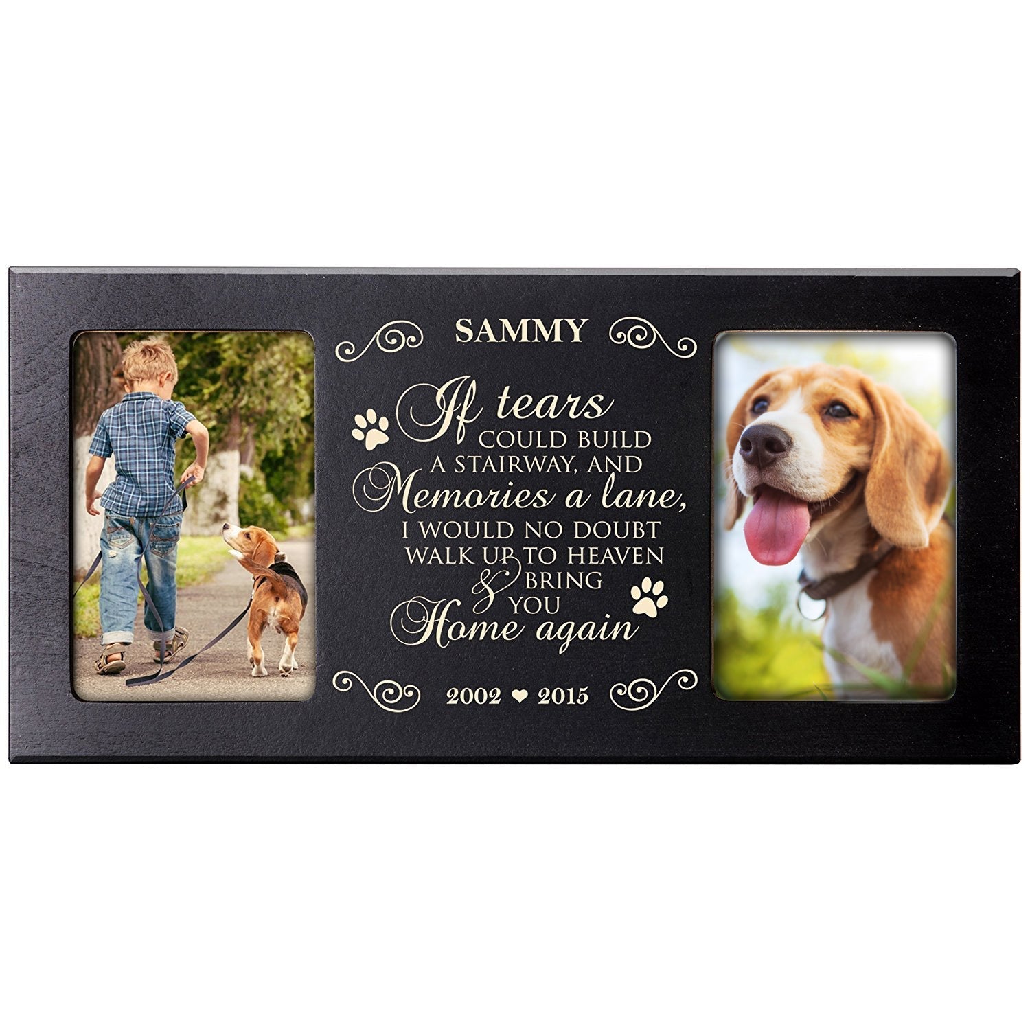 Pet Memorial Double Picture Frame - If Tears Could Build A Stairway - LifeSong Milestones