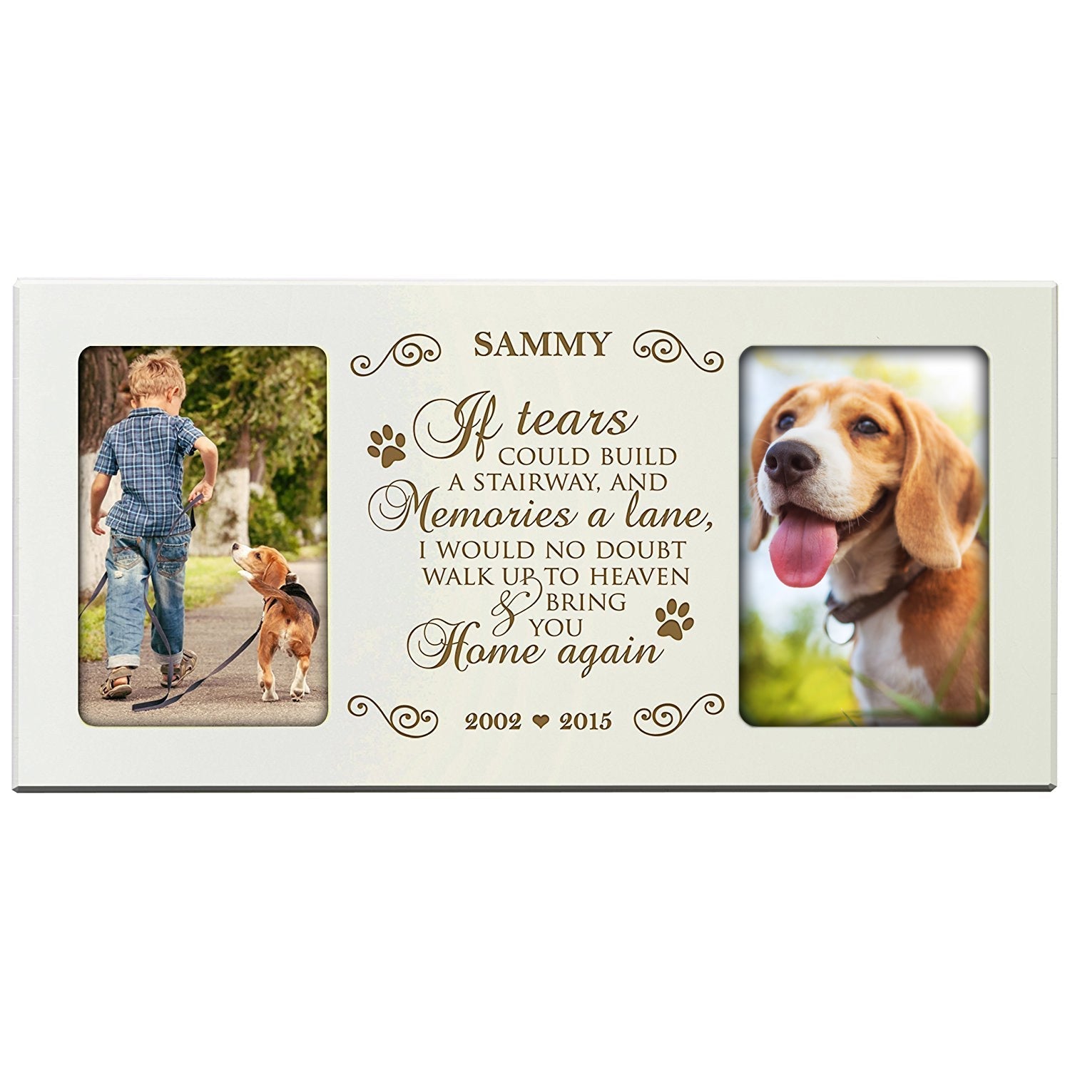 Pet Memorial Double Picture Frame - If Tears Could Build A Stairway - LifeSong Milestones