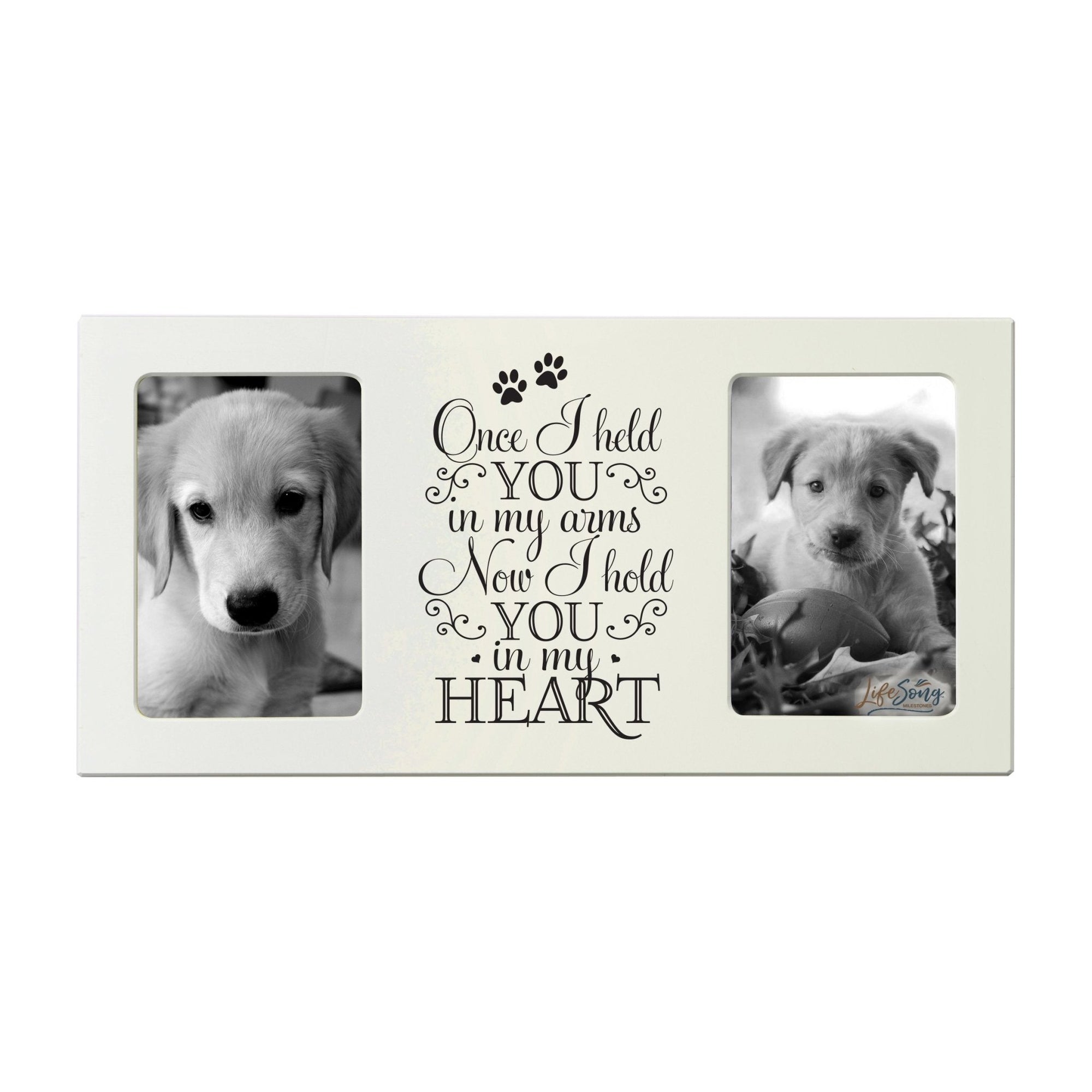 Pet Memorial Double Picture Frame - Once I Held You In My Arms - LifeSong Milestones