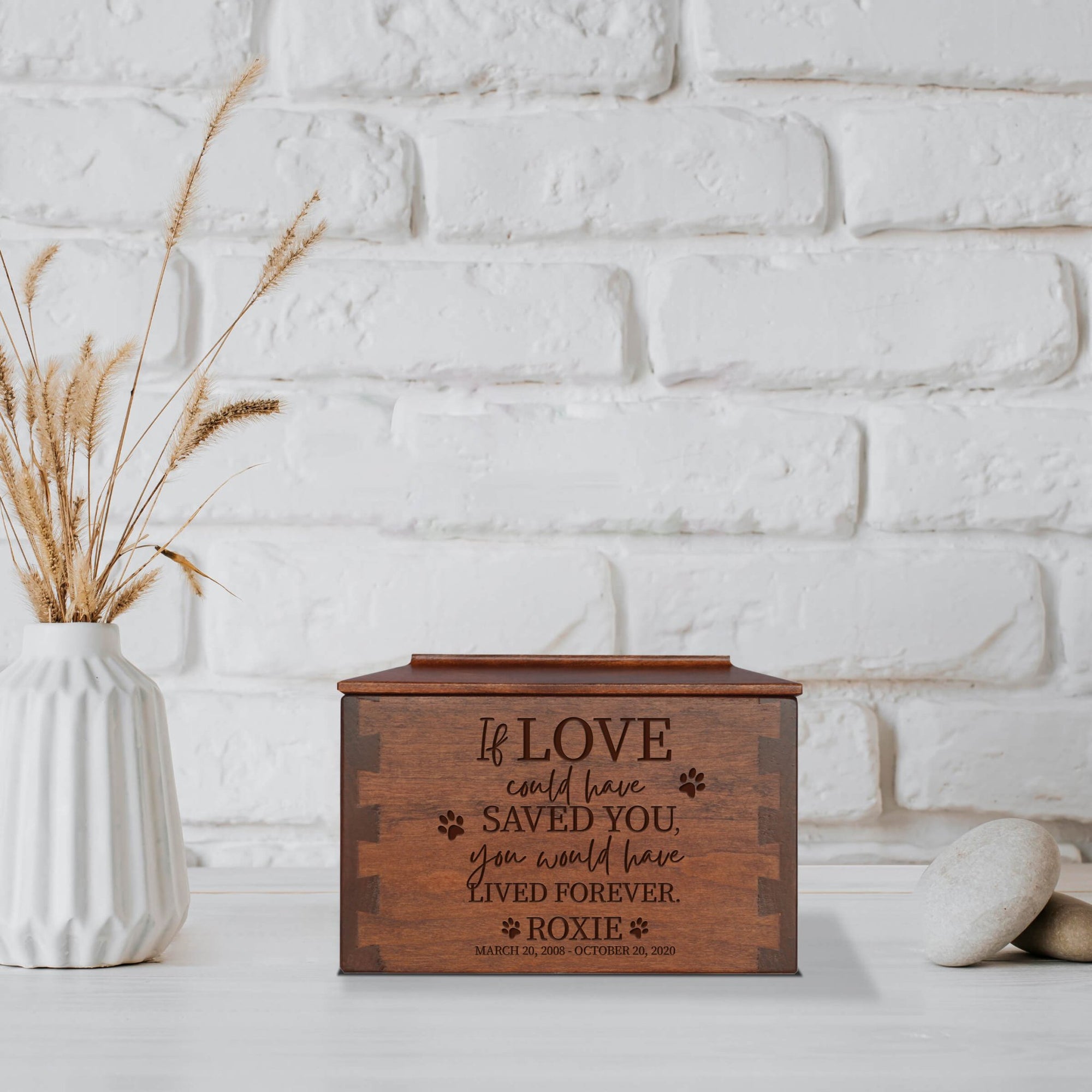 Pet Memorial Dovetail Cremation Urn Box for Dog or Cat - If Love Could Have Saved You - LifeSong Milestones