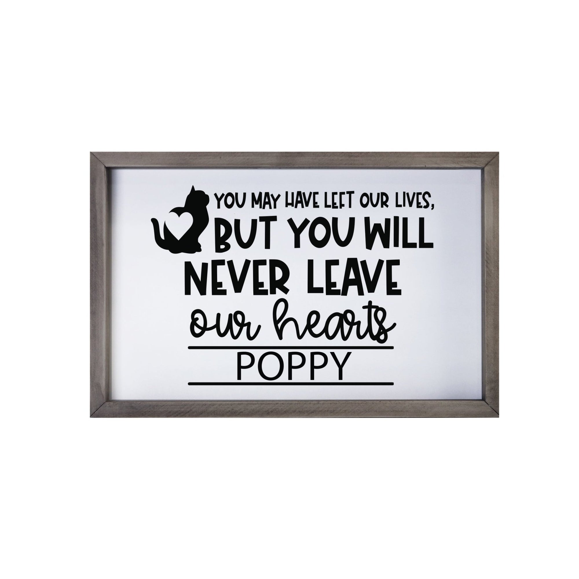 Pet Memorial Framed Shadow Box Décor - You May Have Left Our Lives (Cat) - LifeSong Milestones