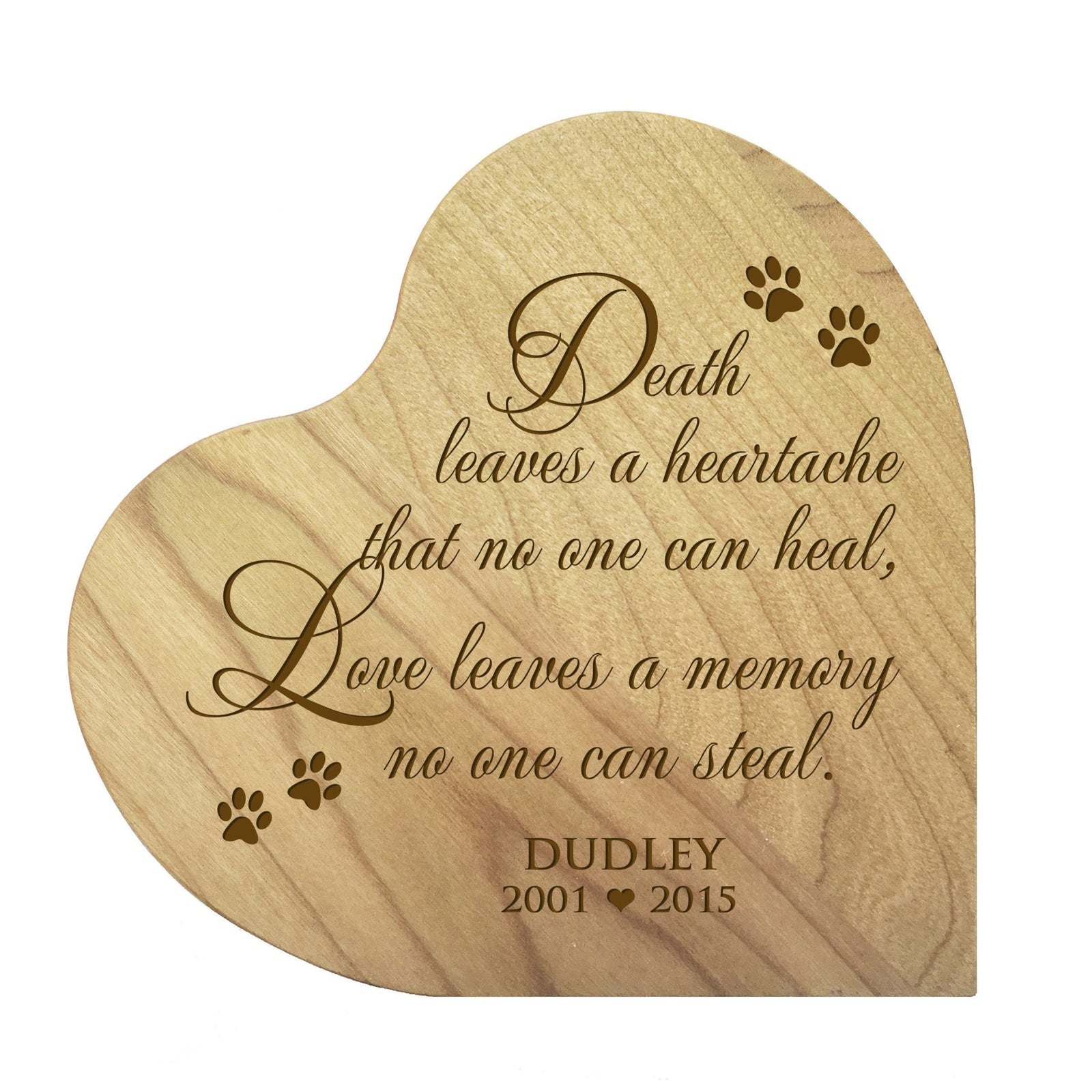 Pet Memorial Heart Block Décor - Death Leaves A Heartache - LifeSong Milestones