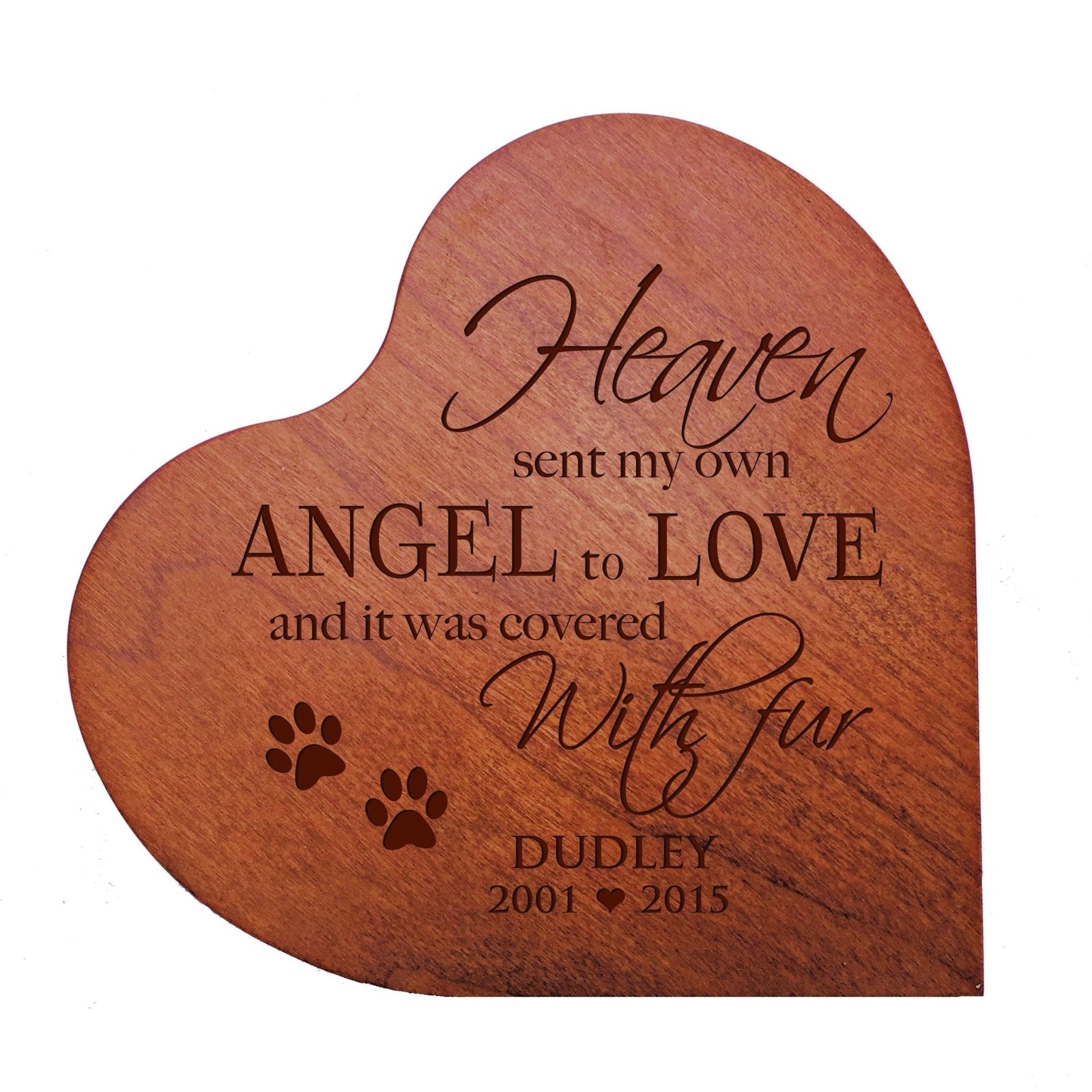 Pet Memorial Heart Block Décor - Heaven Sent My Own Angel - LifeSong Milestones