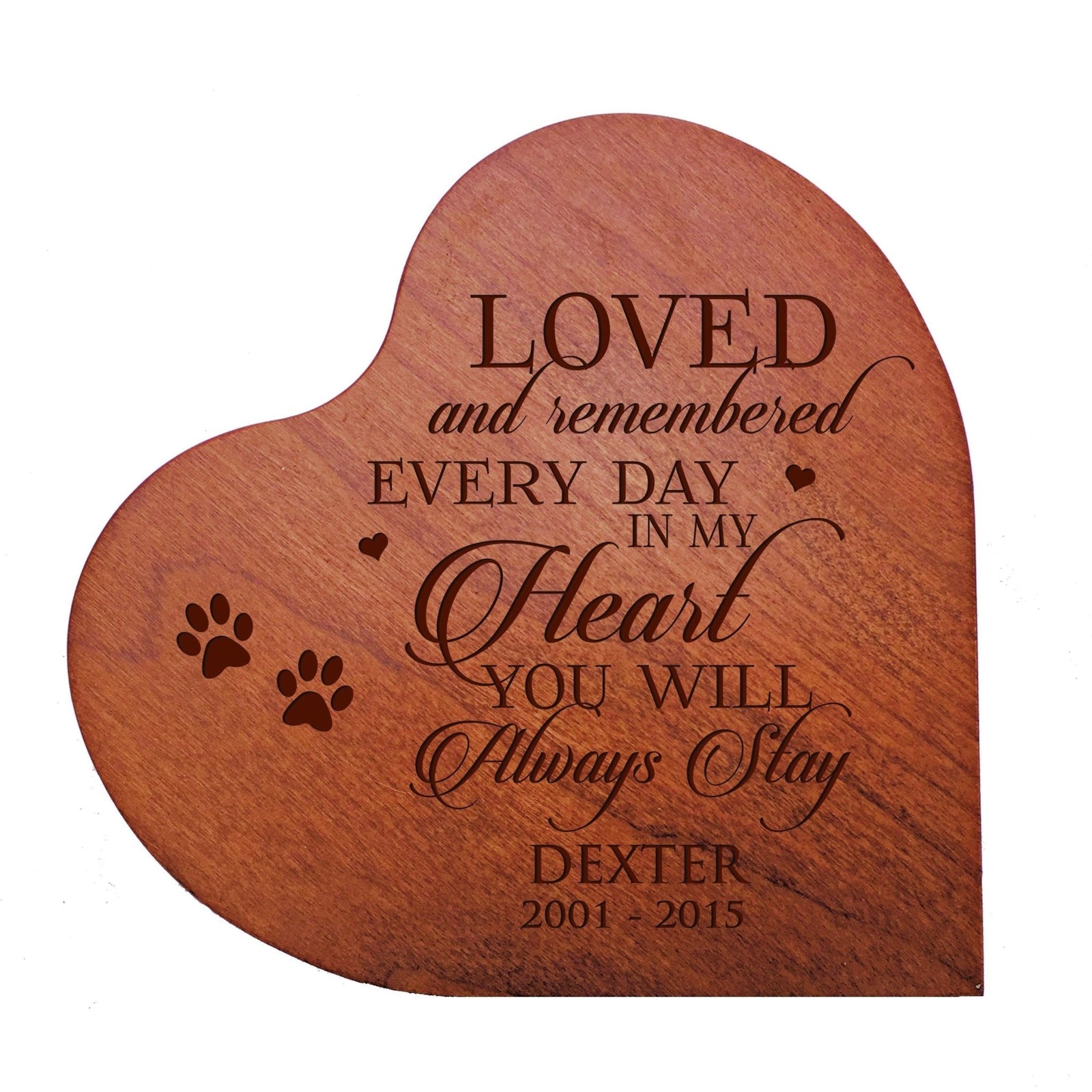 Pet Memorial Heart Block Décor - Loved And Remembered - LifeSong Milestones