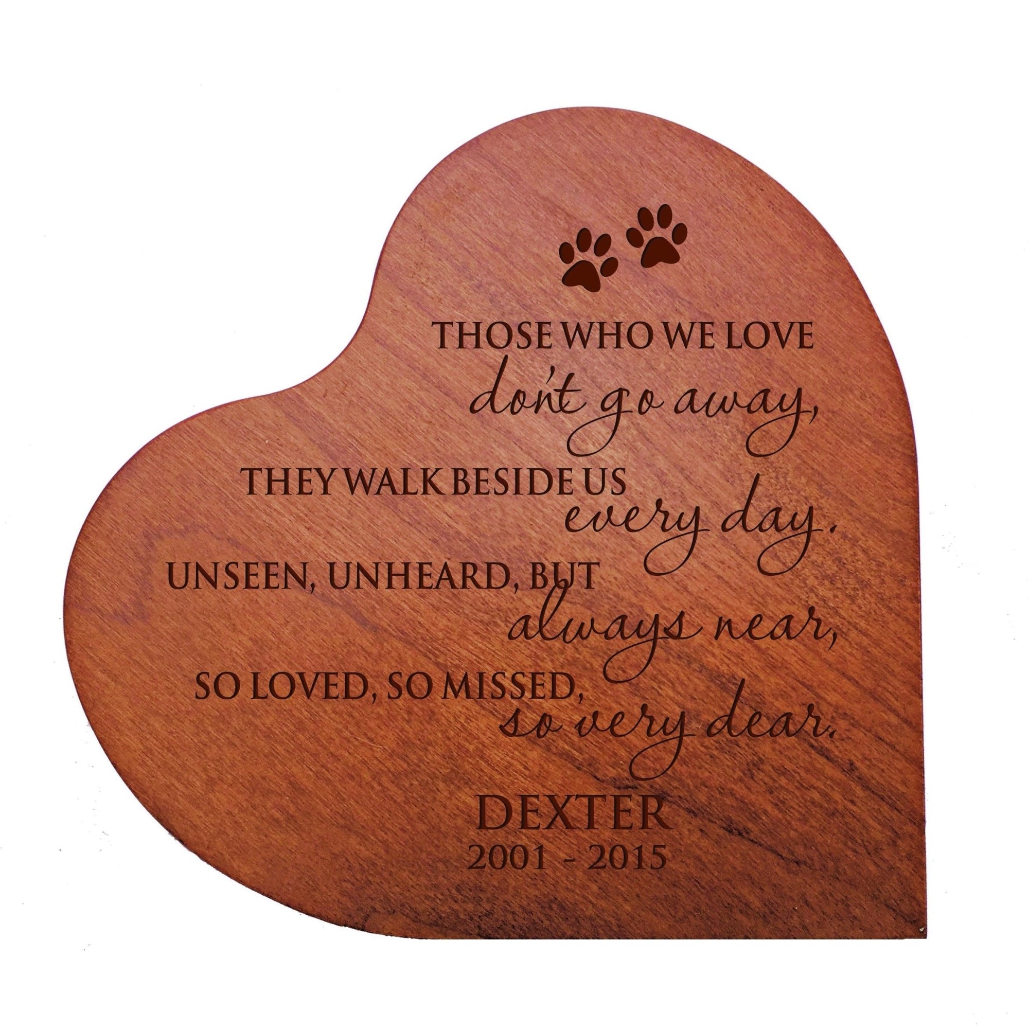 Pet Memorial Heart Block Décor - Those Who We Love Don't Go Away - LifeSong Milestones