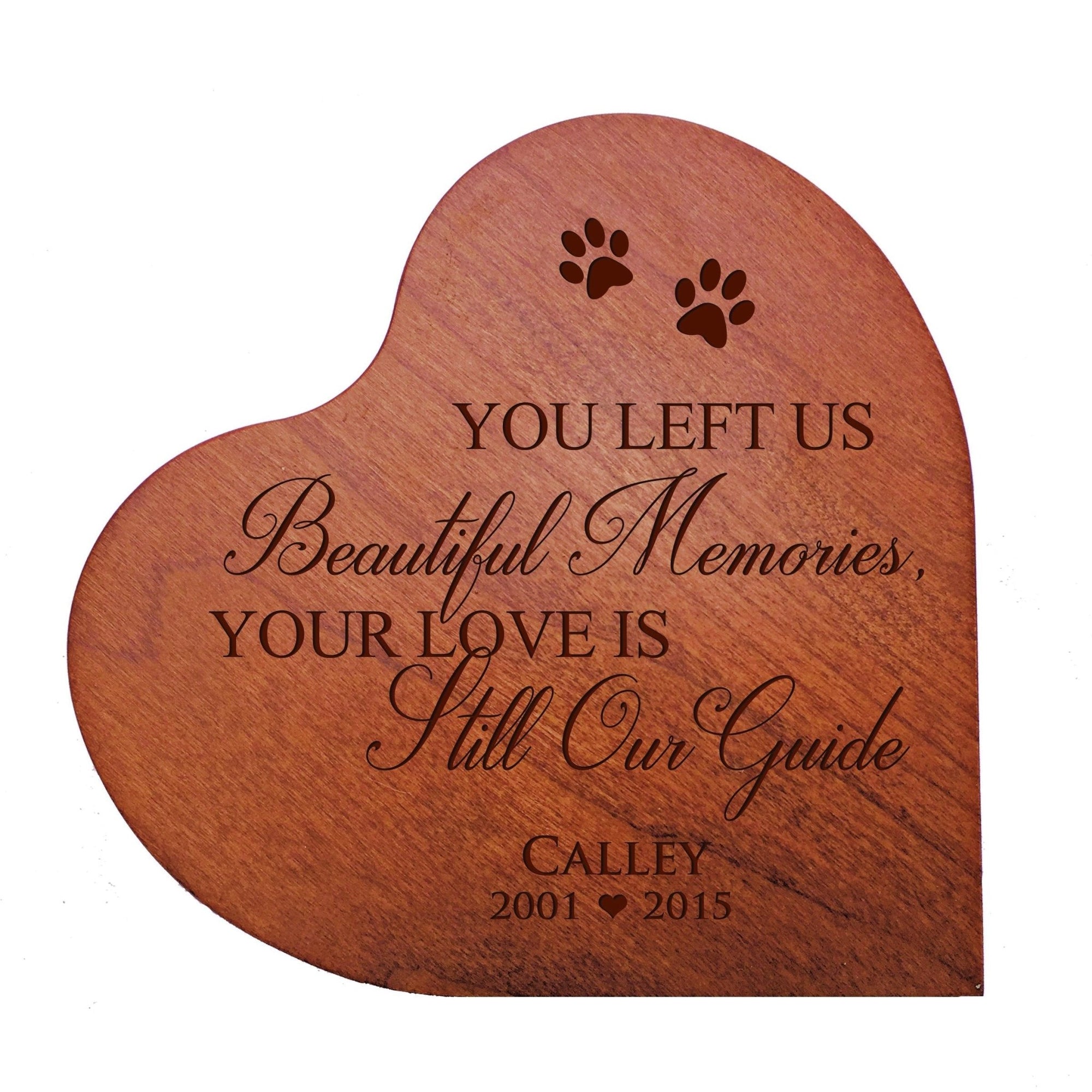 Pet Memorial Heart Block Décor - You Left Us Beautiful Memories - LifeSong Milestones