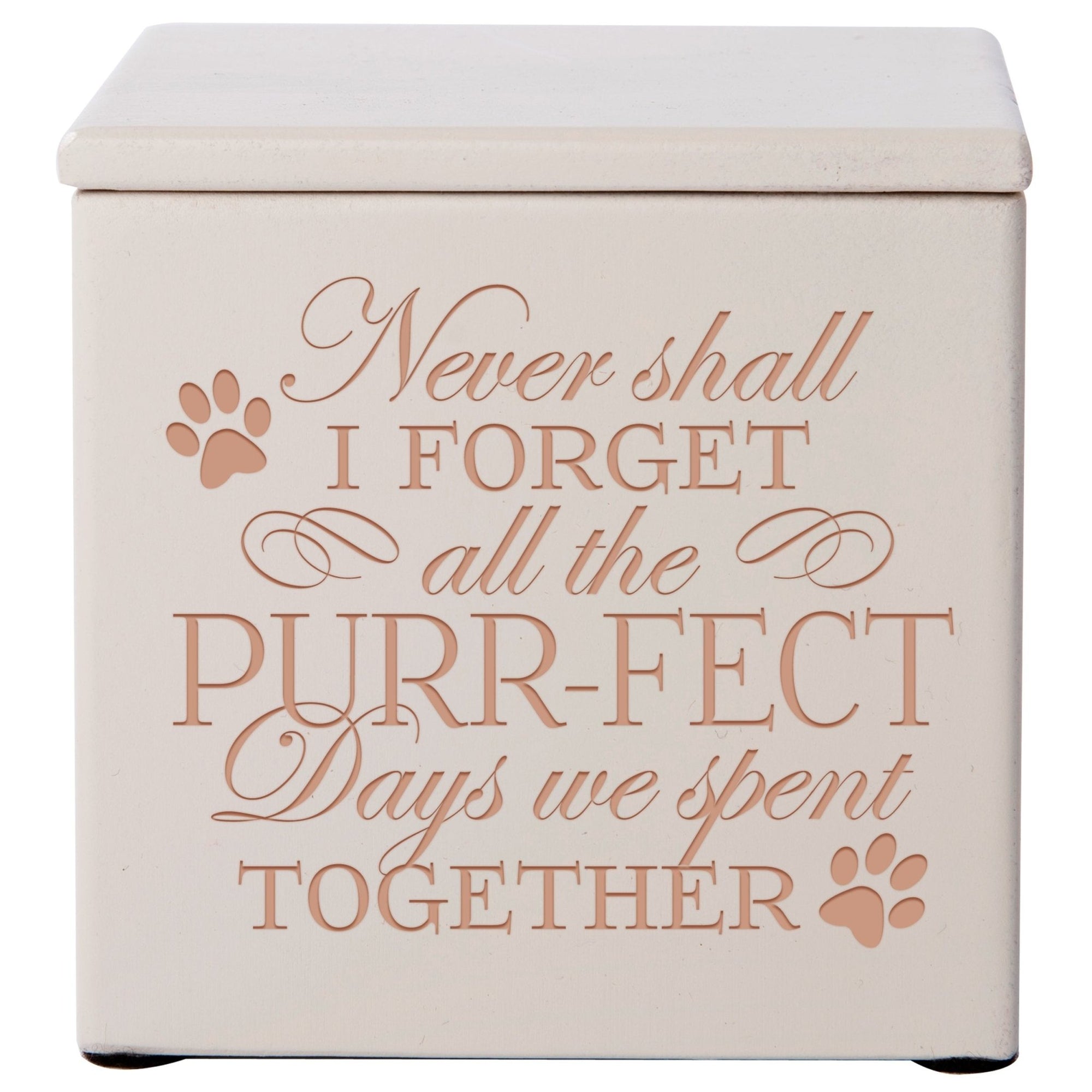 Pet Memorial Keepsake Cremation Urn Box for Cat - Never Shall I Forget - LifeSong Milestones