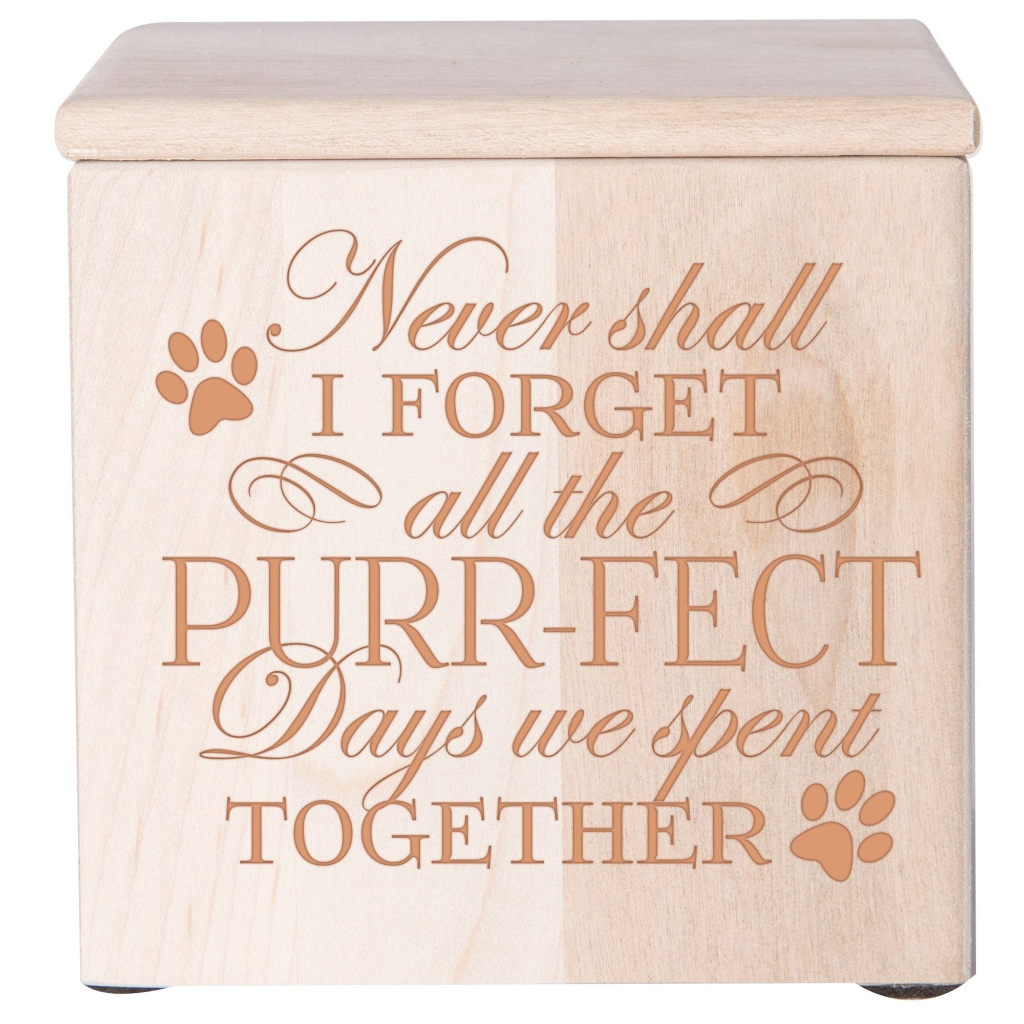 Pet Memorial Keepsake Cremation Urn Box for Cat - Never Shall I Forget - LifeSong Milestones