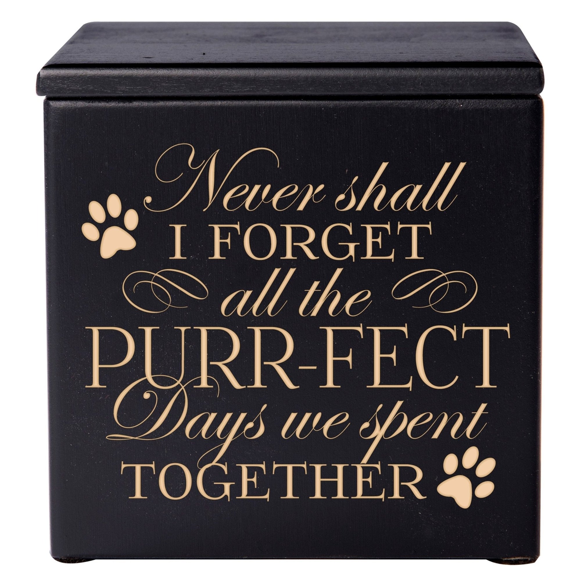 Pet Memorial Keepsake Cremation Urn Box for Cat - Never Shall I Forget - LifeSong Milestones