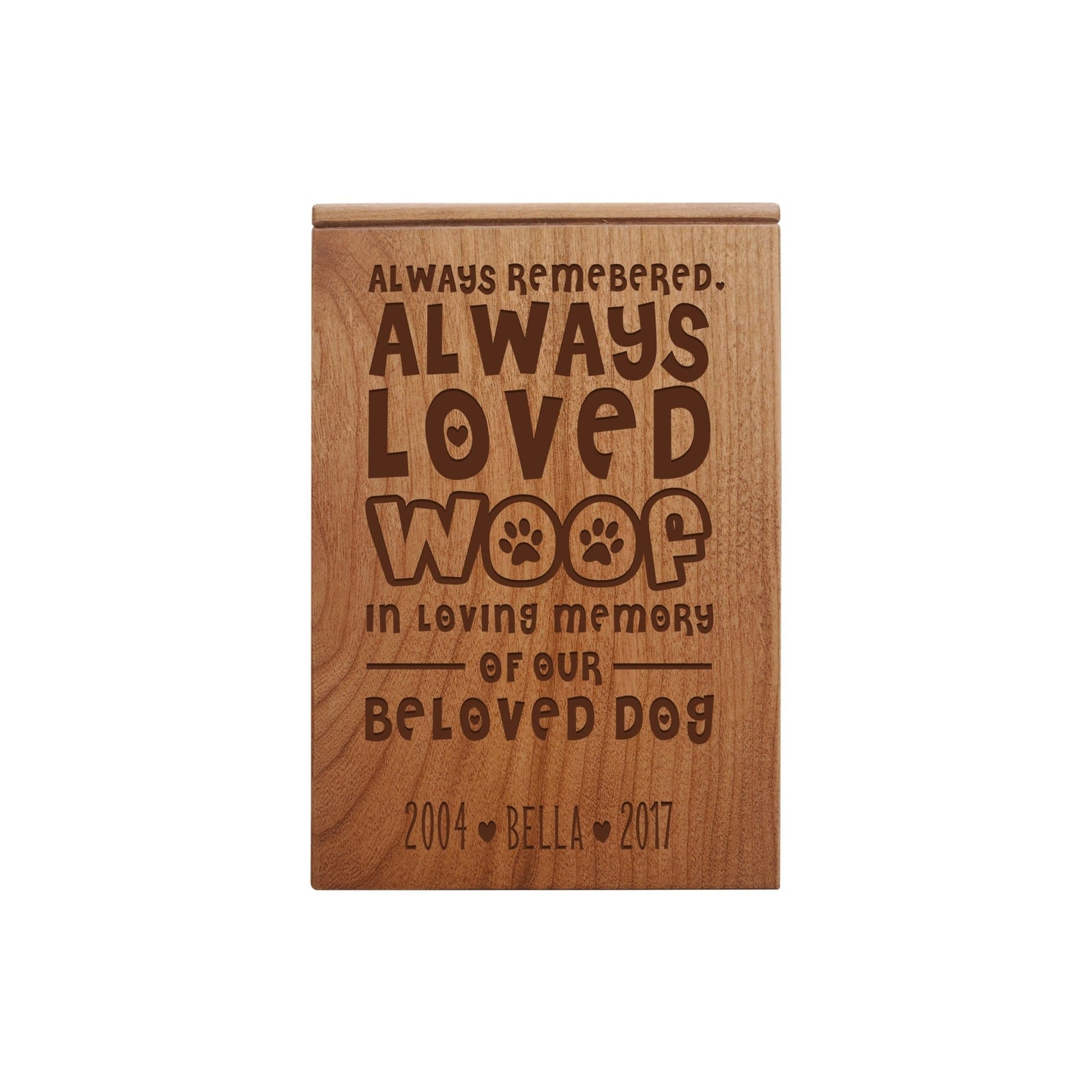 Pet Memorial Keepsake Cremation Urn Box For Dog - Always Remembered, Always Loved - LifeSong Milestones