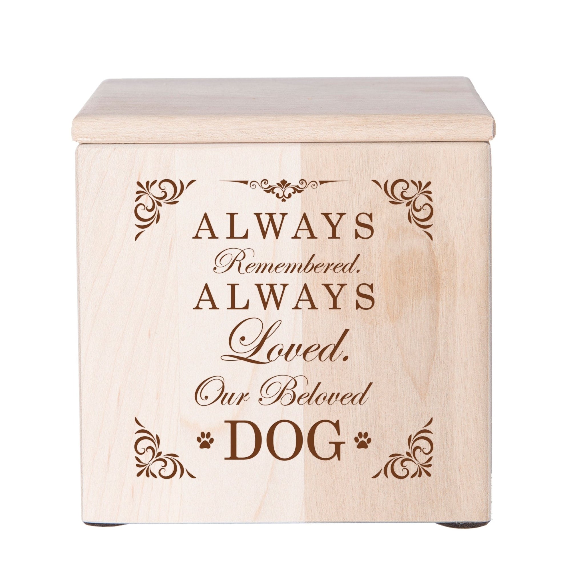 Pet Memorial Keepsake Cremation Urn Box for Dog - Always Remembered, Always Loved - LifeSong Milestones