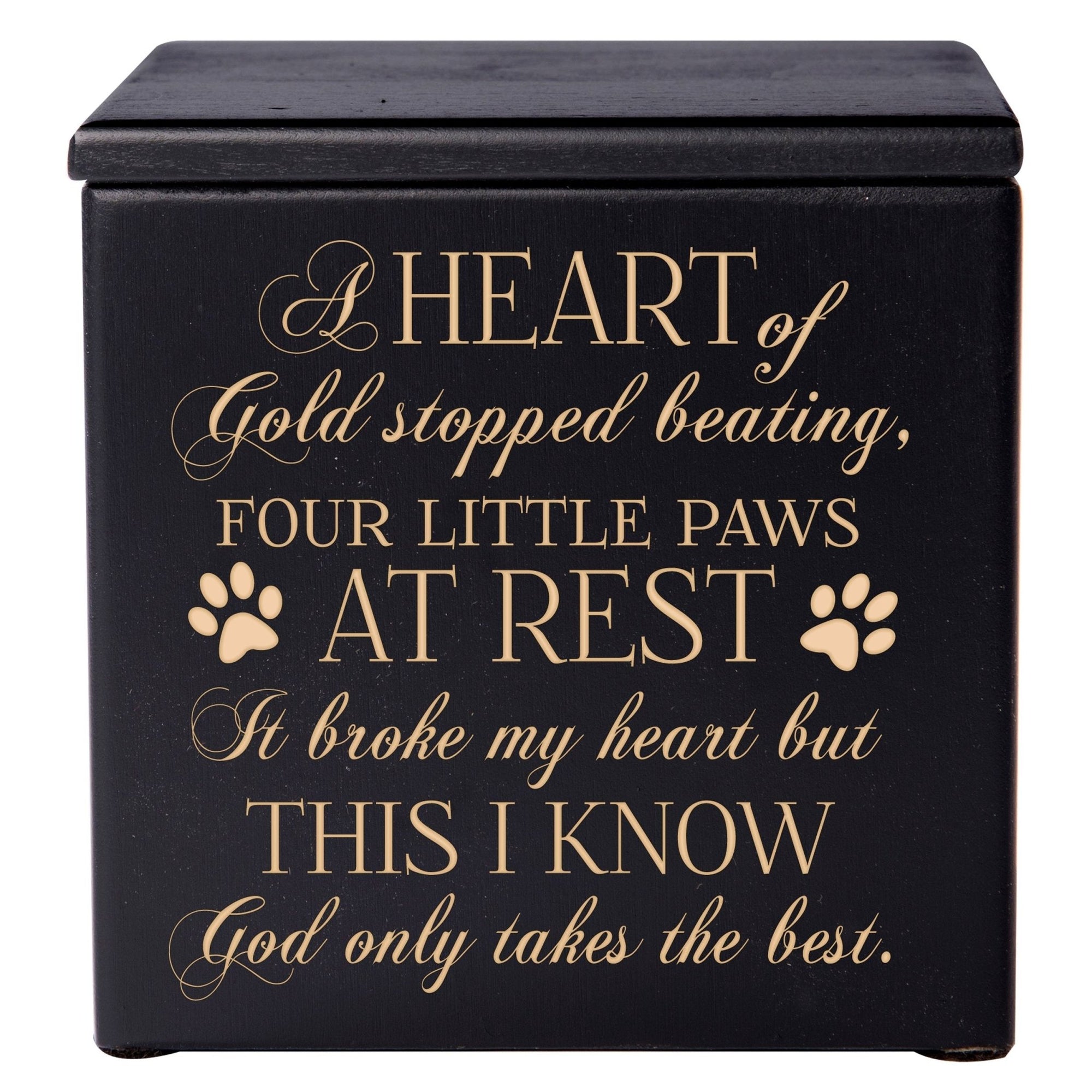 Pet Memorial Keepsake Cremation Urn Box for Dog or Cat - A Heart of Gold - LifeSong Milestones