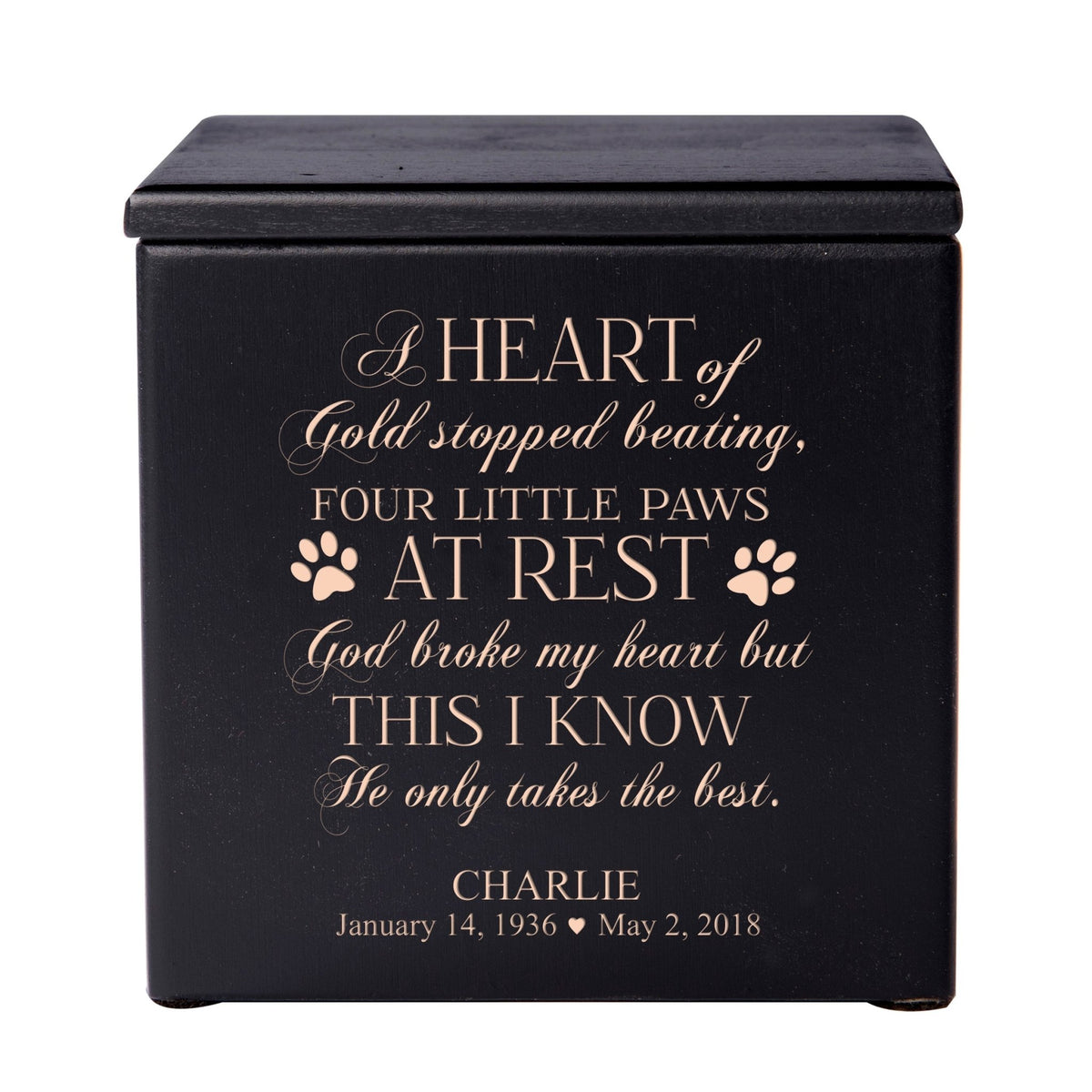 Small Personalized Pet Memorial Wooden Keepsake Cremation Urn Box