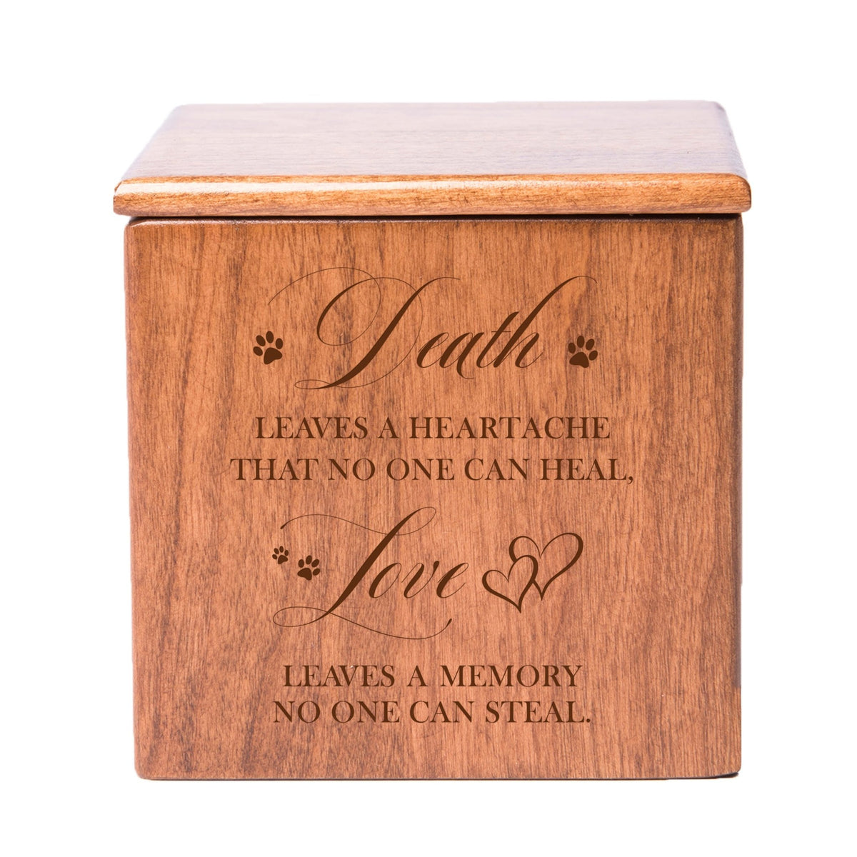 Pet Memorial Keepsake Cremation Urn Box for Dog or Cat - Death Leaves A Heartache - LifeSong Milestones