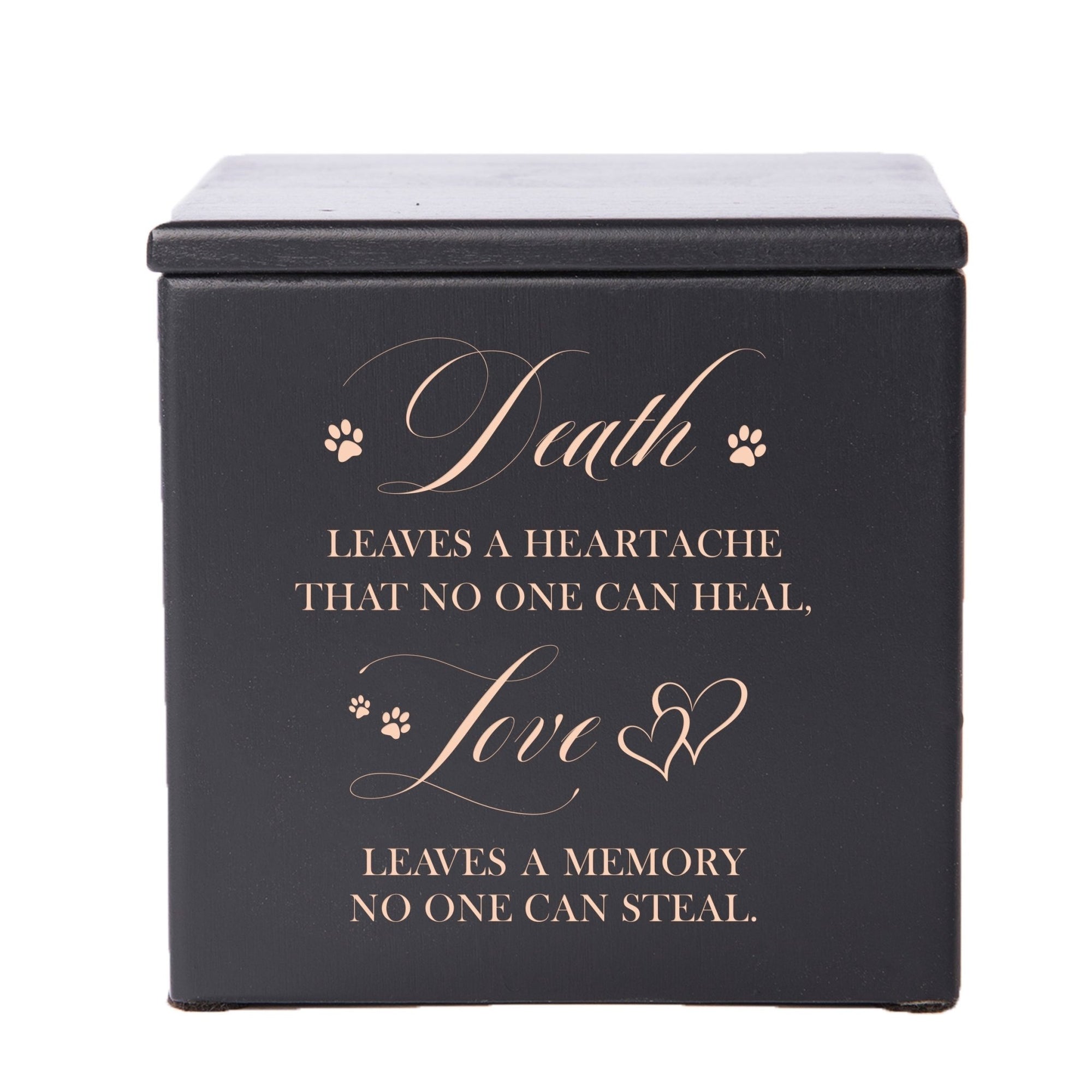 Pet Memorial Keepsake Cremation Urn Box for Dog or Cat - Death Leaves A Heartache - LifeSong Milestones