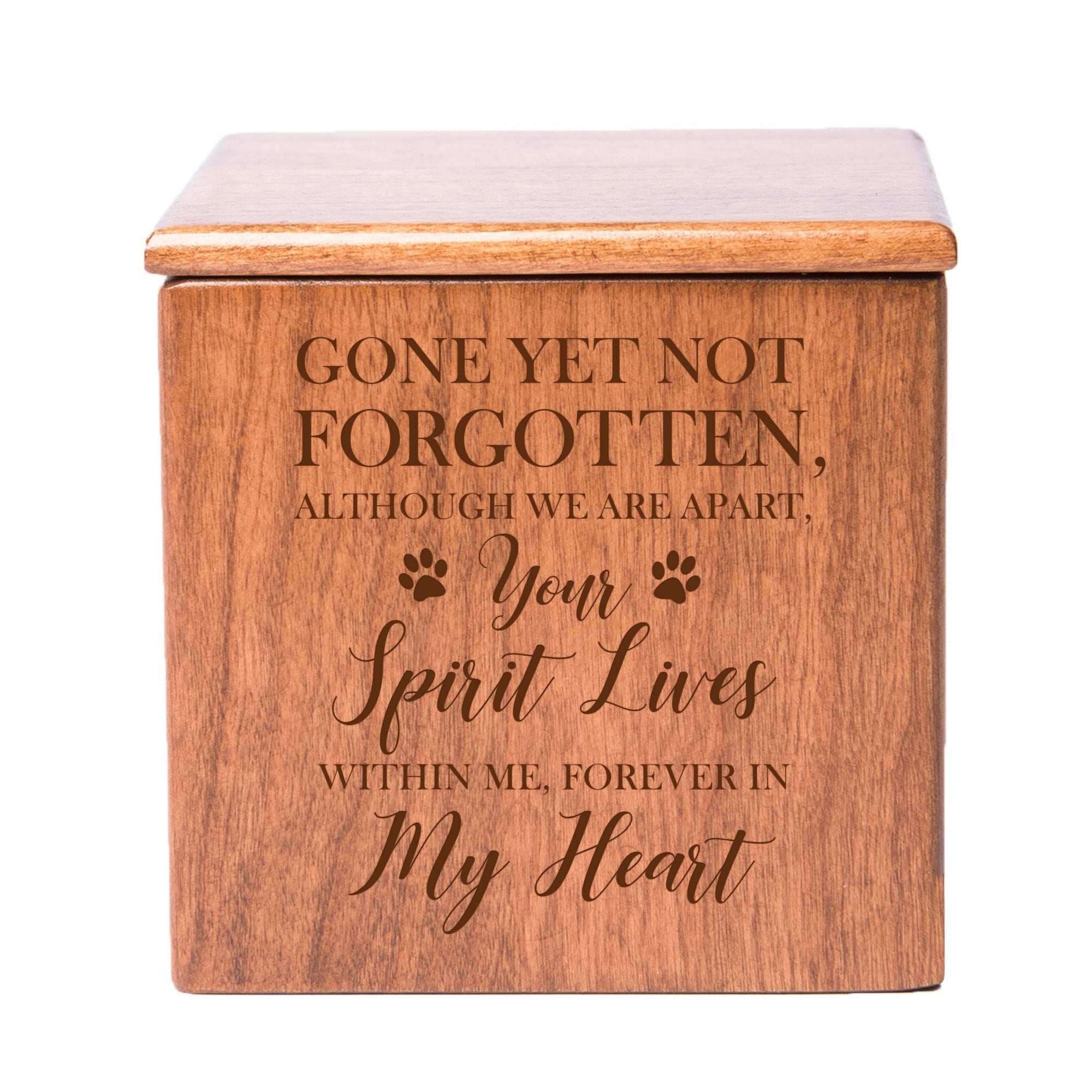 Pet Memorial Keepsake Cremation Urn Box for Dog or Cat - Gone Yet Not Forgotten - LifeSong Milestones