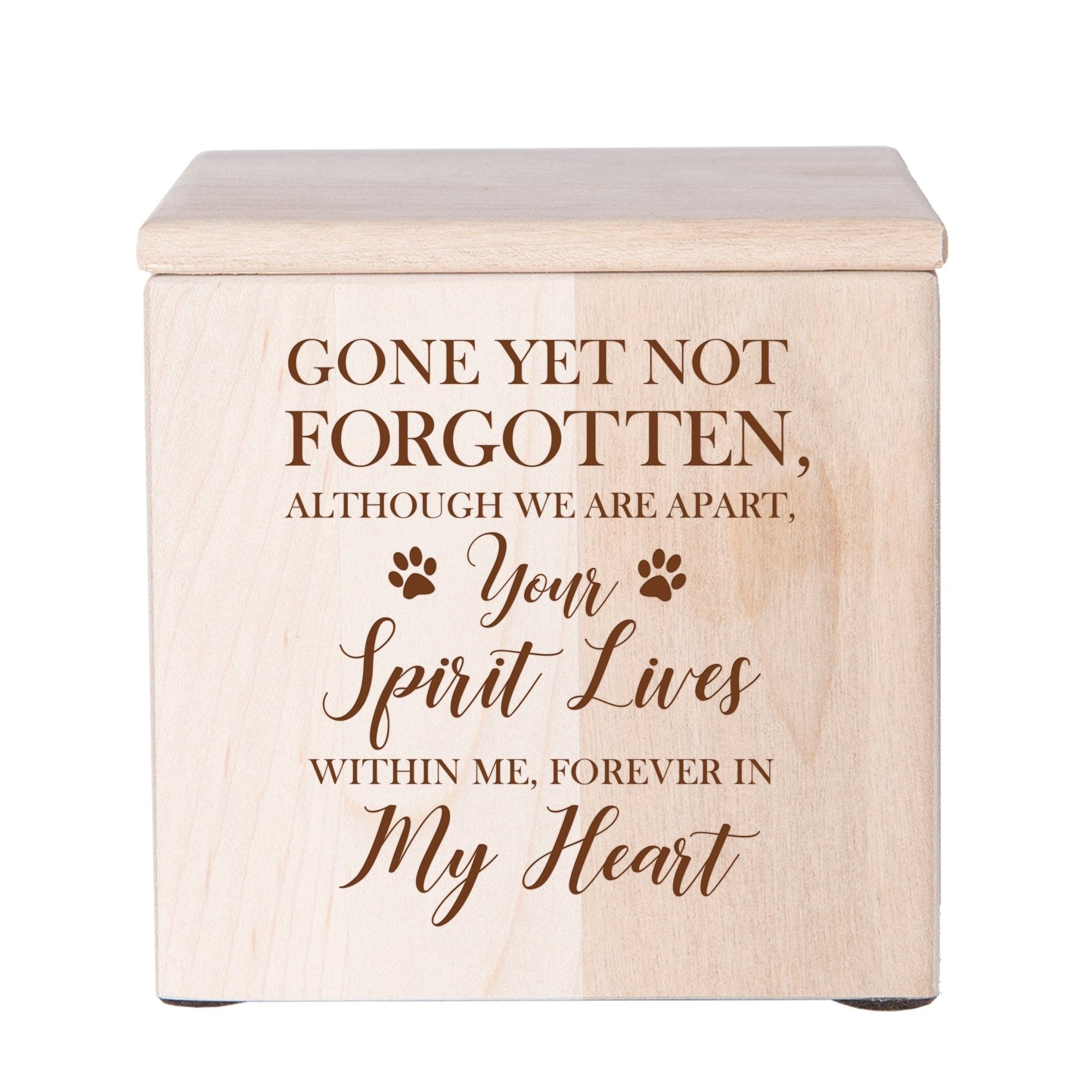 Pet Memorial Keepsake Cremation Urn Box for Dog or Cat - Gone Yet Not Forgotten - LifeSong Milestones