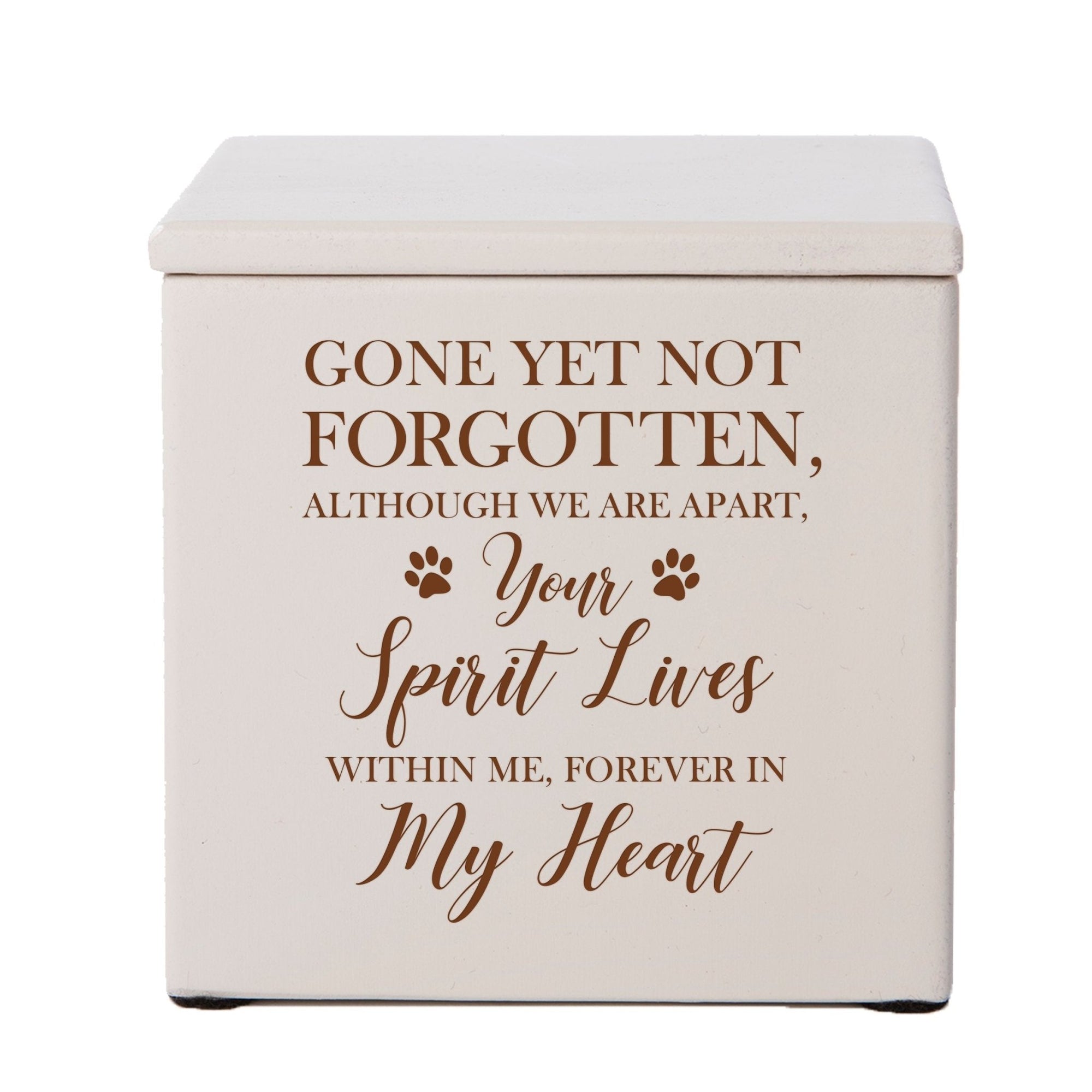 Pet Memorial Keepsake Cremation Urn Box for Dog or Cat - Gone Yet Not Forgotten - LifeSong Milestones