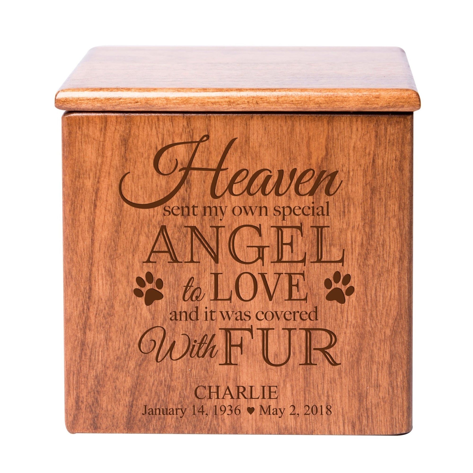 Small Wooden Keepsake Pet Urn Box for Ashes