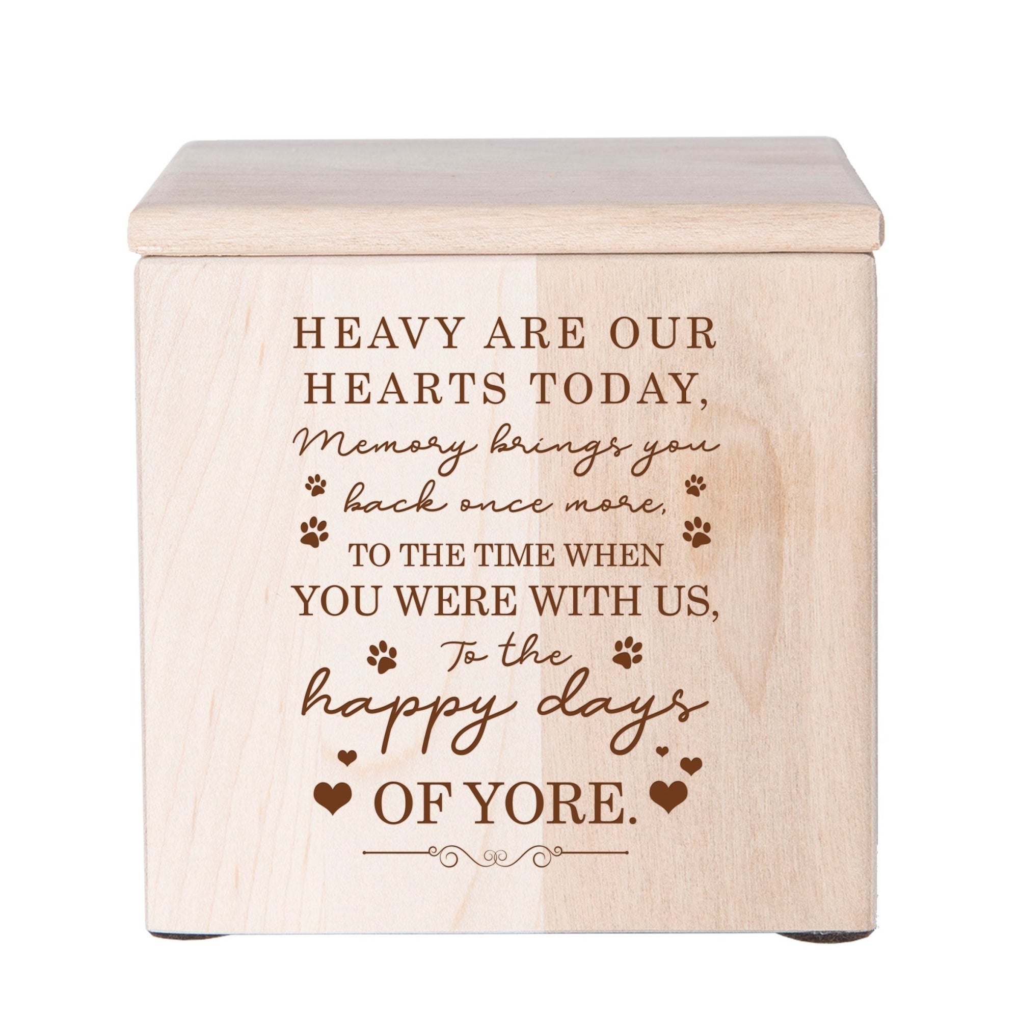 Pet Memorial Keepsake Cremation Urn Box for Dog or Cat - Heavy Are Our Hearts Today - LifeSong Milestones