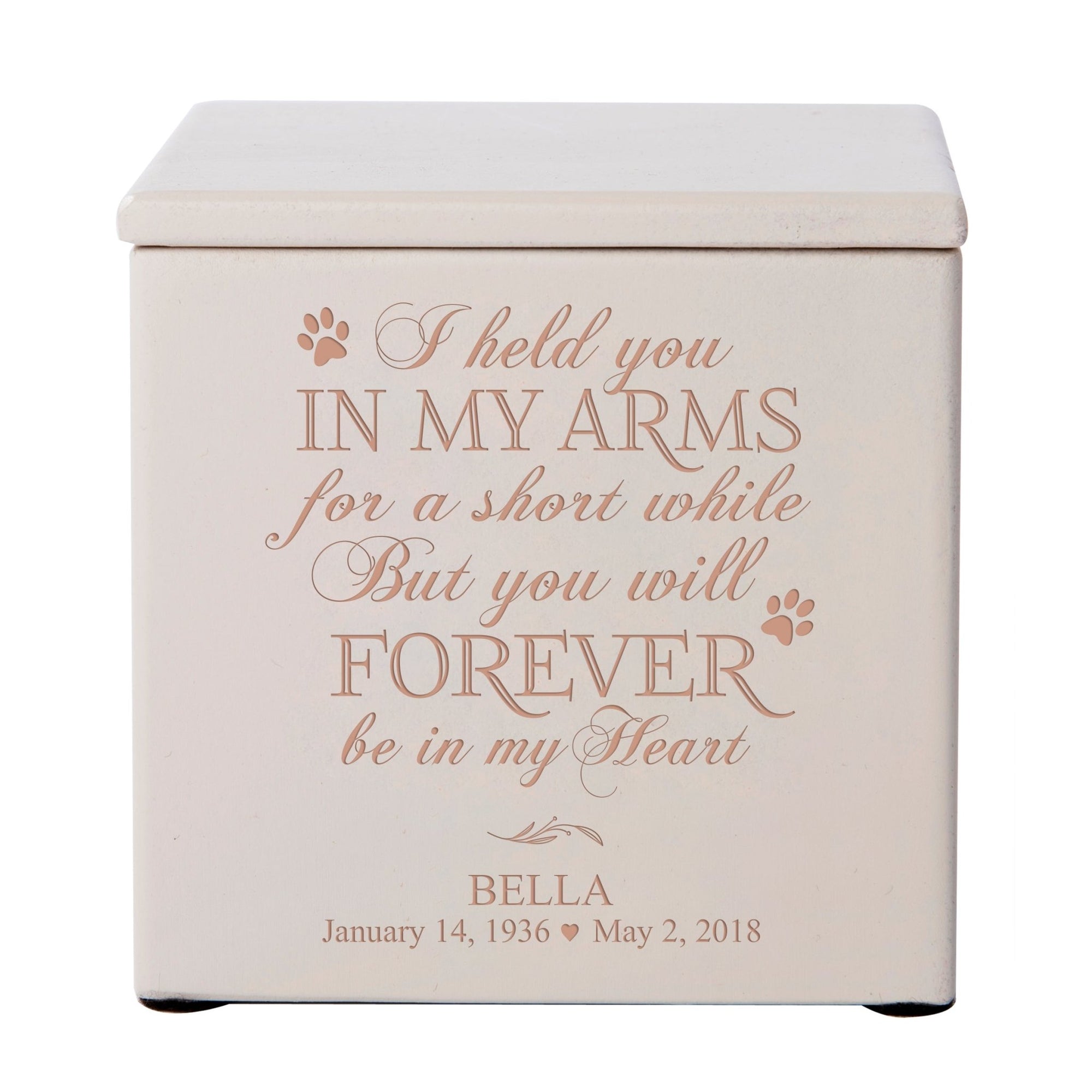 Small Wooden Keepsake Pet Urn Box for Ashes