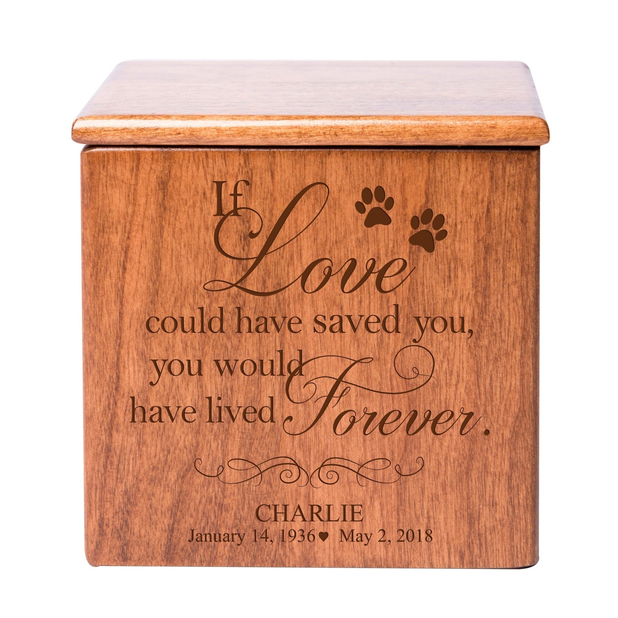 Custom Wooden Keepsake Urn Box for Pet Ashes 