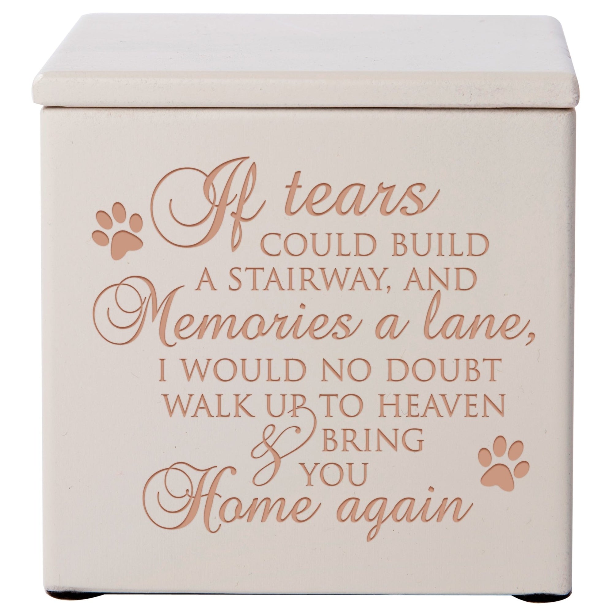 Pet Memorial Keepsake Cremation Urn Box for Dog or Cat - If Tears Could Build A Stairway - LifeSong Milestones