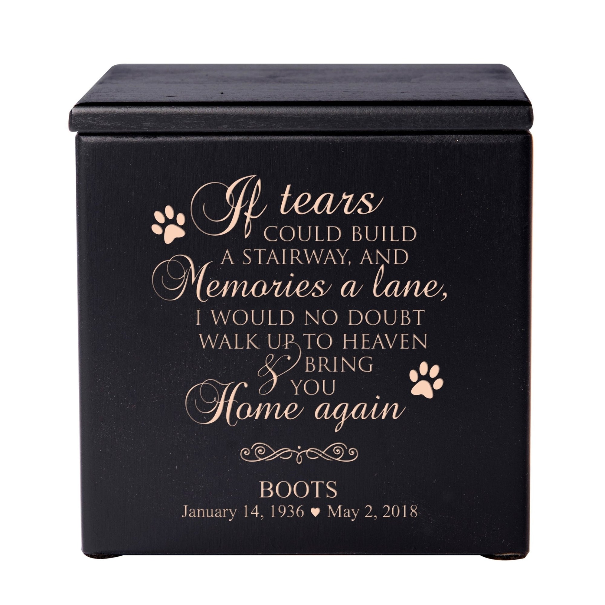 Custom Engraved Funeral Wooden Pet Urns for Dog