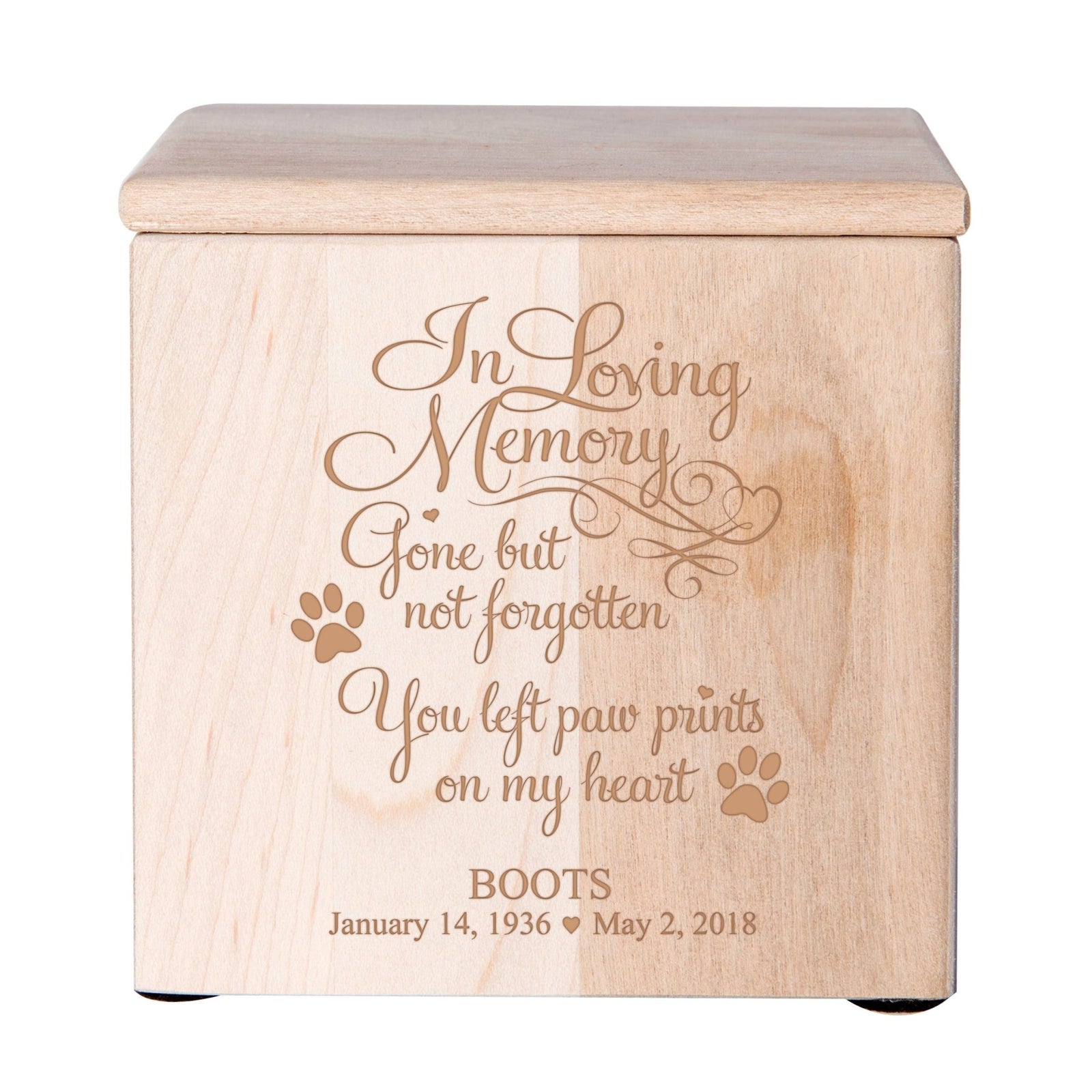 In Loving Memory Custom Small Wooden Keepsake Urn For Pet's Ashes