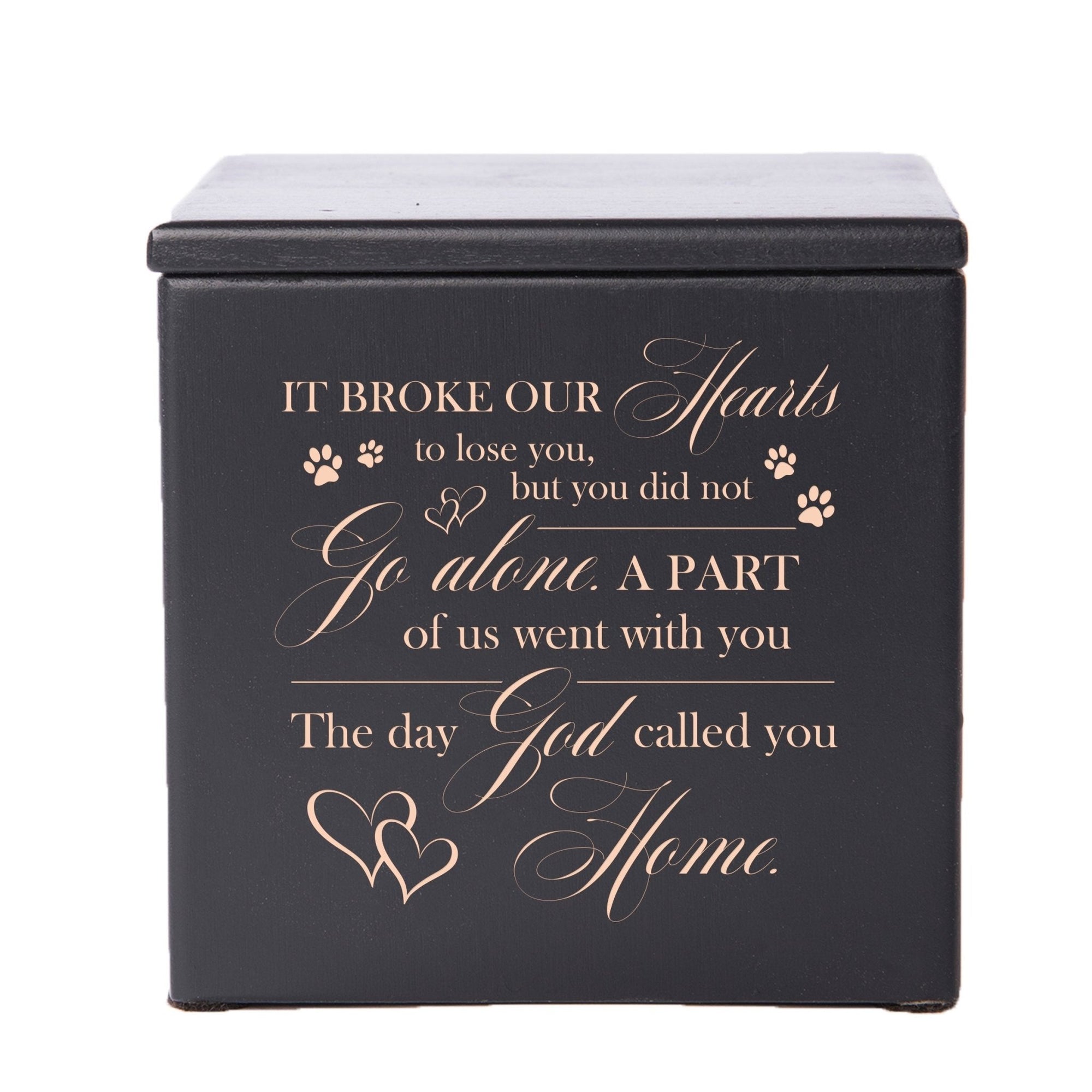 Pet Memorial Keepsake Cremation Urn Box for Dog or Cat - It Broke Our Hearts To Lose You - LifeSong Milestones