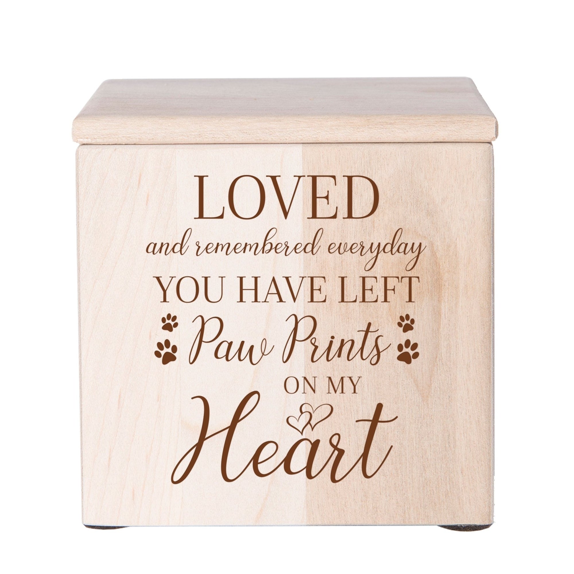 Pet Memorial Keepsake Cremation Urn Box for Dog or Cat - Loved and Remembered Everyday - LifeSong Milestones