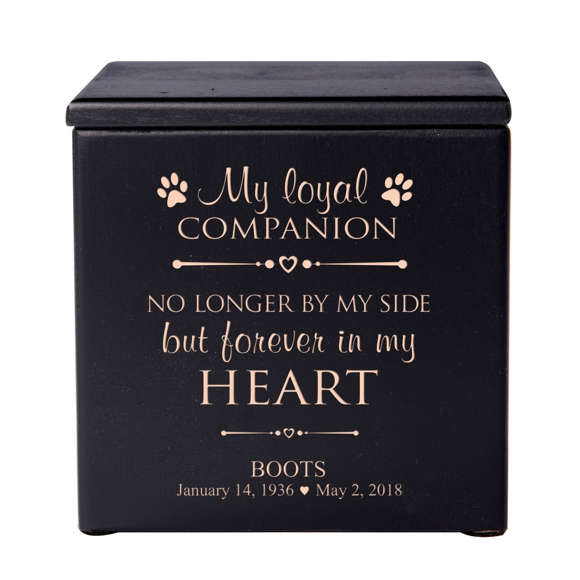 Small Wooden Keepsake Pet Urn Box for Ashes