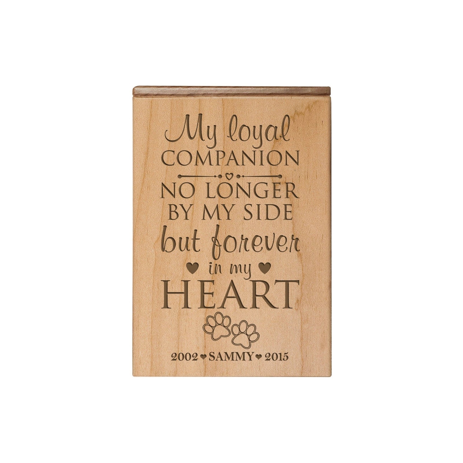 Pet Memorial Keepsake Cremation Urn Box For Dog or Cat - My Loyal Companion - LifeSong Milestones