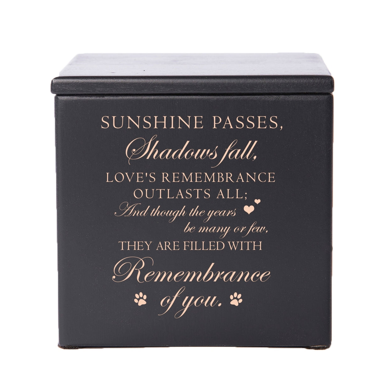 Pet Memorial Keepsake Cremation Urn Box for Dog or Cat - Sunshine Passes, Shadows Fall - LifeSong Milestones