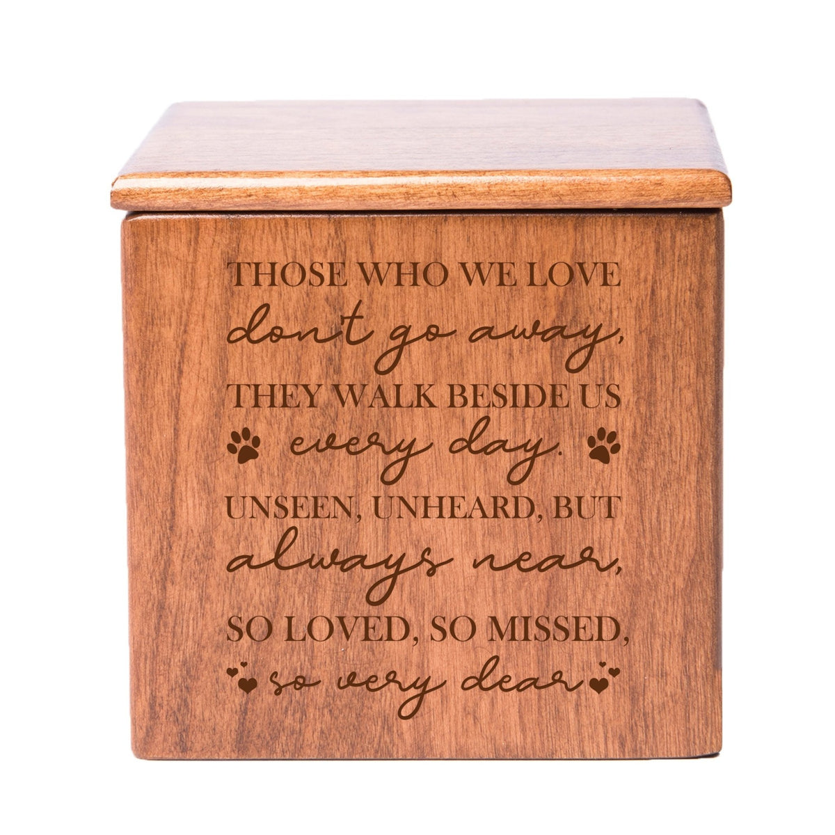 Pet Memorial Keepsake Cremation Urn Box for Dog or Cat - Those Who We Love Don&#39;t Go Away - LifeSong Milestones