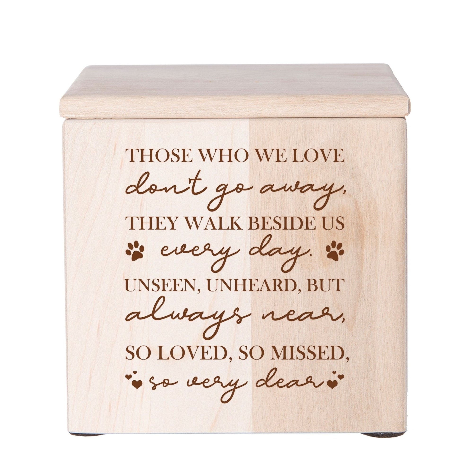 Pet Memorial Keepsake Cremation Urn Box for Dog or Cat - Those Who We Love Don't Go Away - LifeSong Milestones