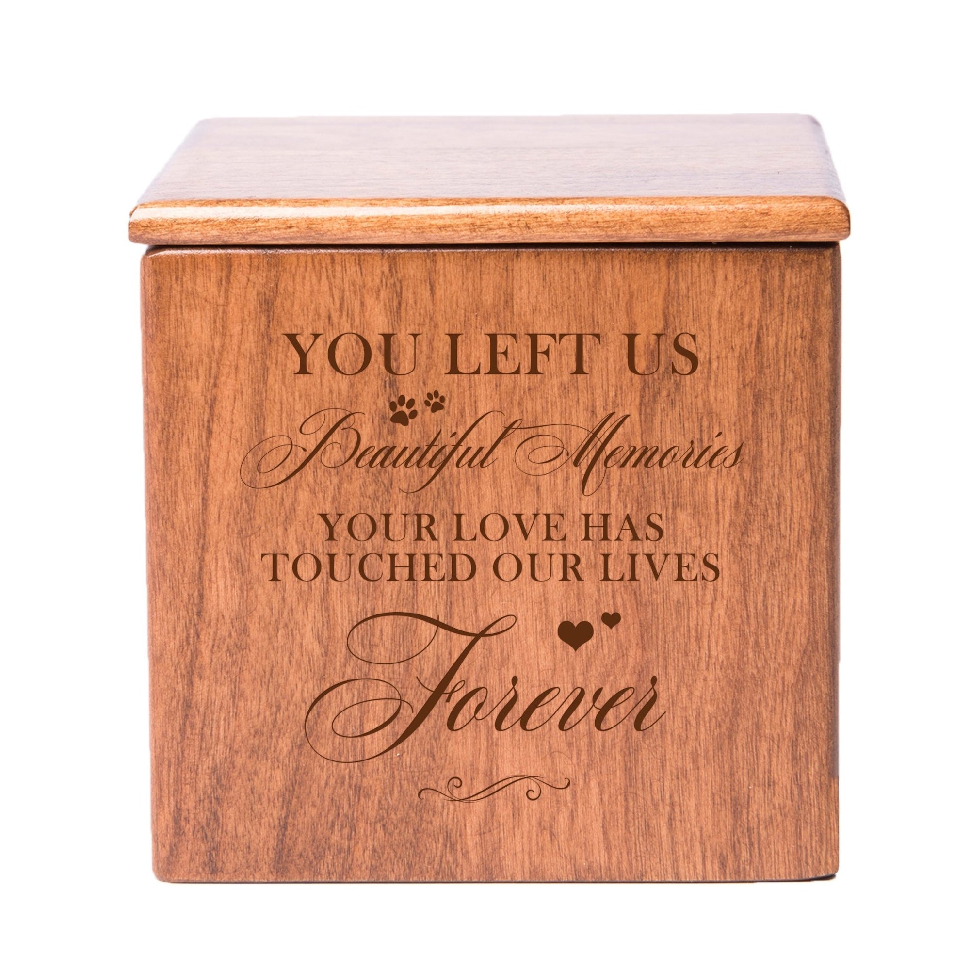 Pet Memorial Keepsake Cremation Urn Box for Dog or Cat - You Left Us Beautiful Memories - LifeSong Milestones