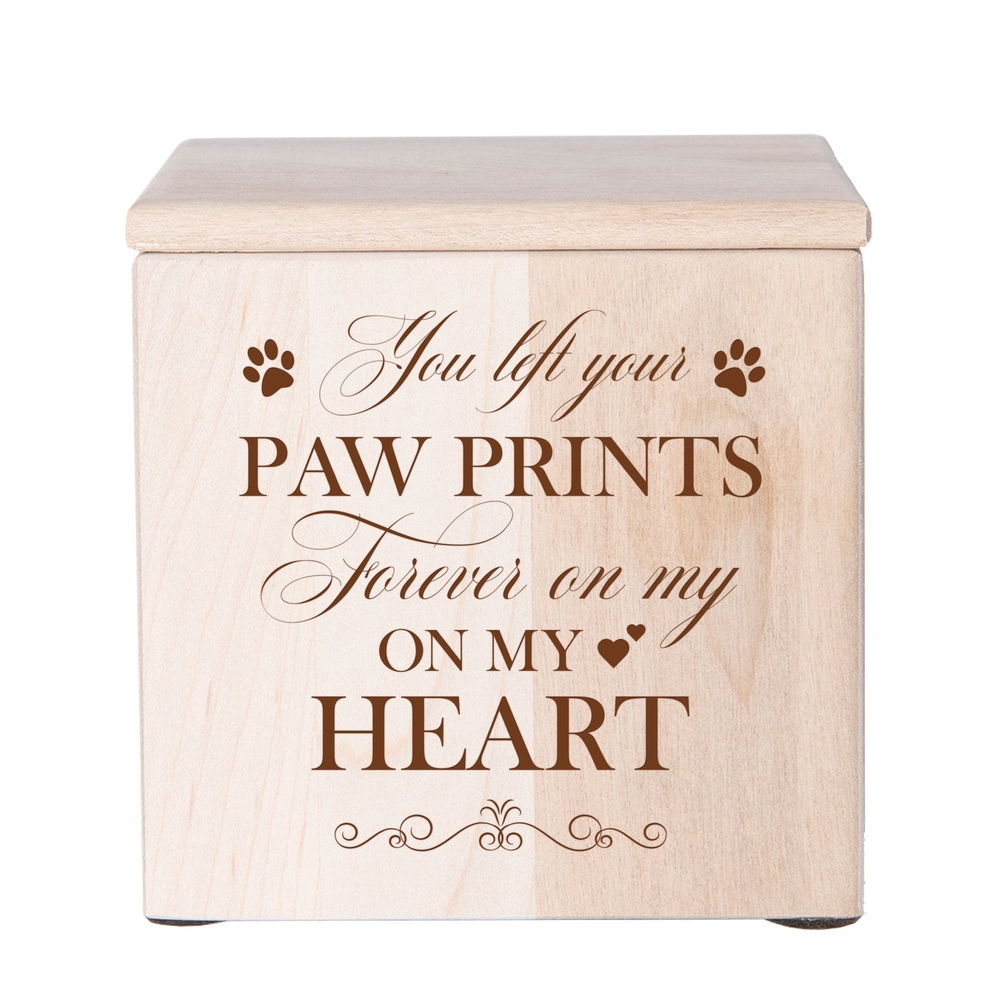 Pet Memorial Keepsake Cremation Urn Box for Dog or Cat - You Left Your Paw Prints - LifeSong Milestones