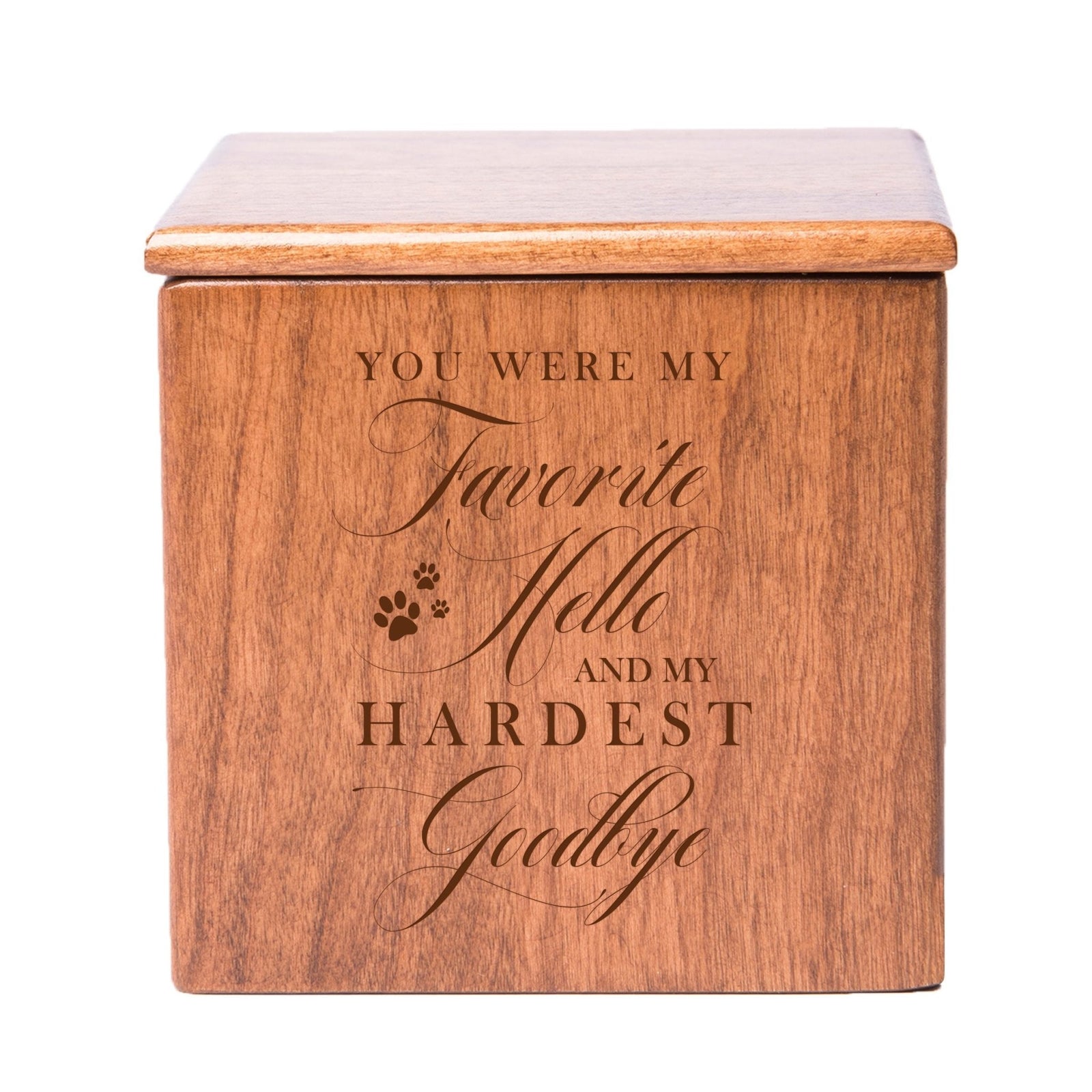 Pet Memorial Keepsake Cremation Urn Box for Dog or Cat - You Were My Favorite Hello - LifeSong Milestones