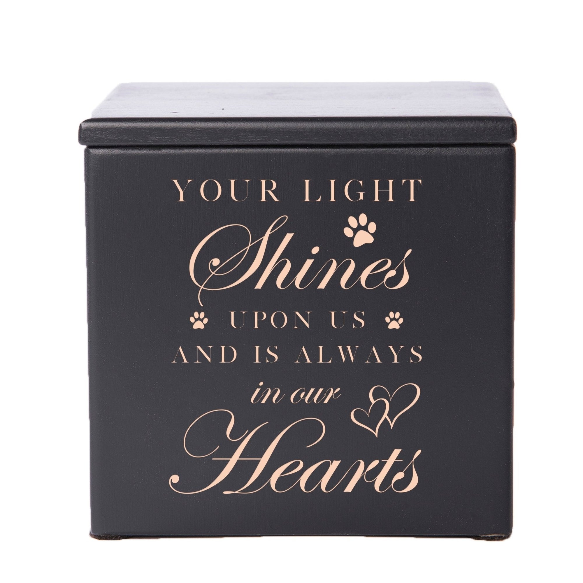 Pet Memorial Keepsake Cremation Urn Box for Dog or Cat - Your Light Shines Upon Us - LifeSong Milestones
