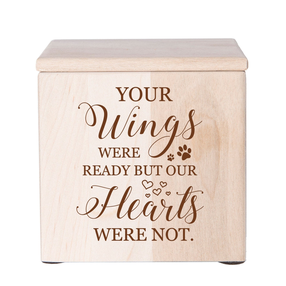 Pet Memorial Keepsake Cremation Urn Box for Dog or Cat - Your Wings Were Ready - LifeSong Milestones