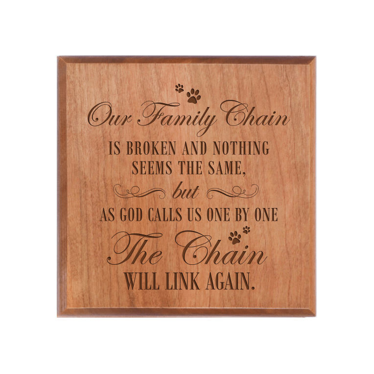 Pet Memorial Keepsake Urn Box for Dog or Cat - Our Family Chain Is Broken - LifeSong Milestones