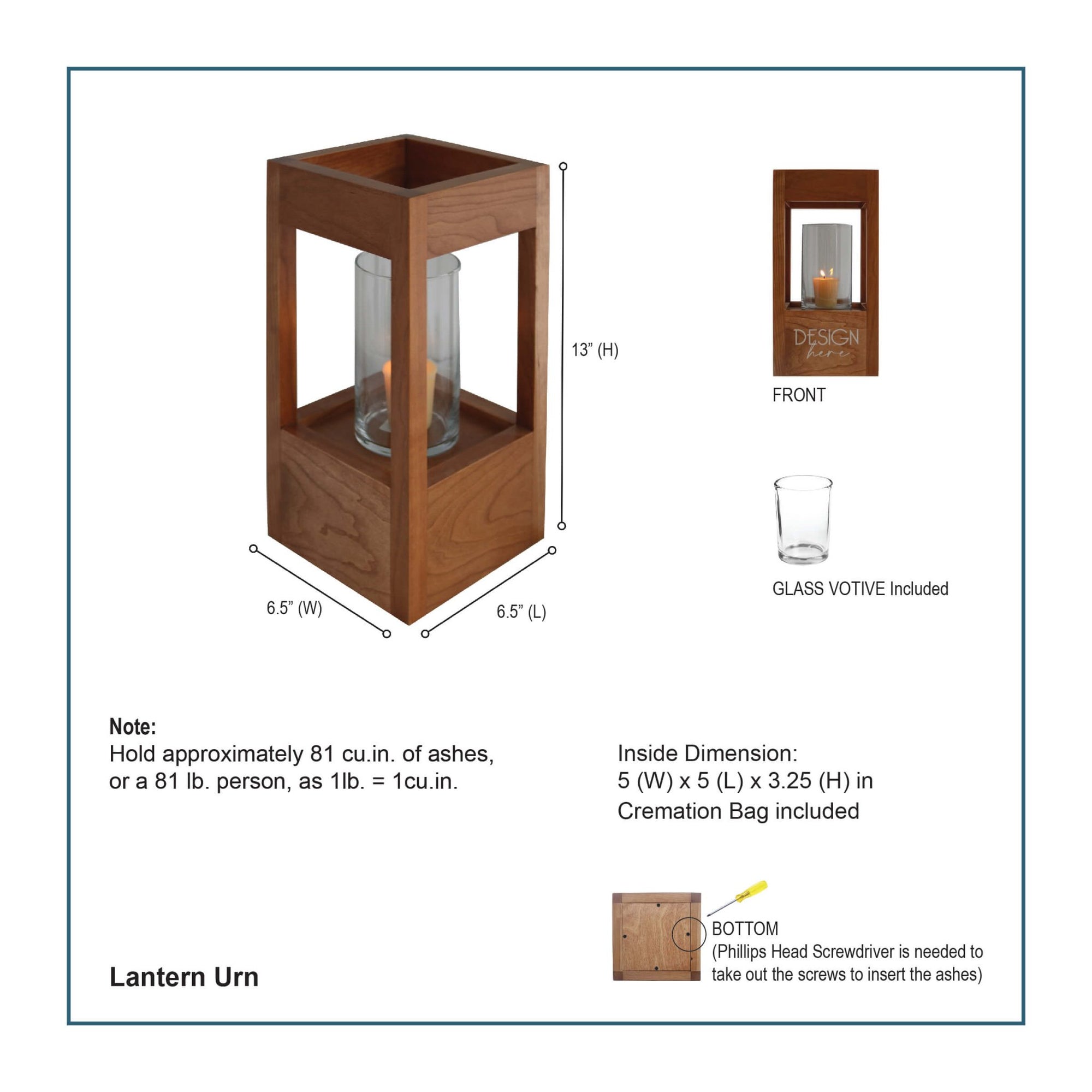 Pet Memorial Lantern Cremation Urn Box for Dog or Cat - The Rainbow Bridge - LifeSong Milestones