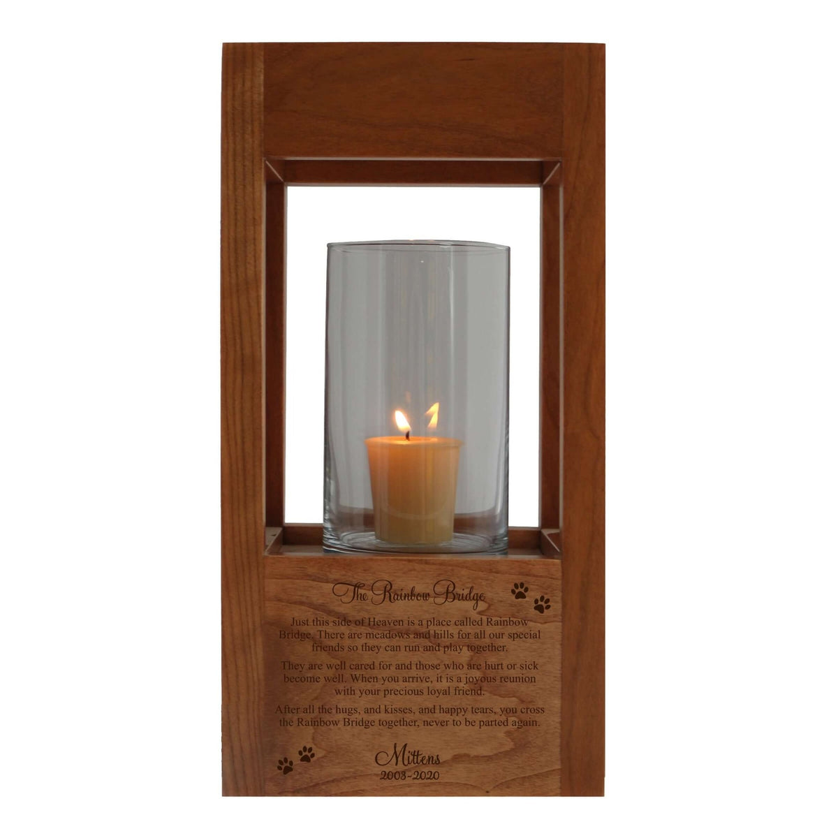 Pet Memorial Lantern Cremation Urn Box for Dog or Cat - The Rainbow Bridge - LifeSong Milestones