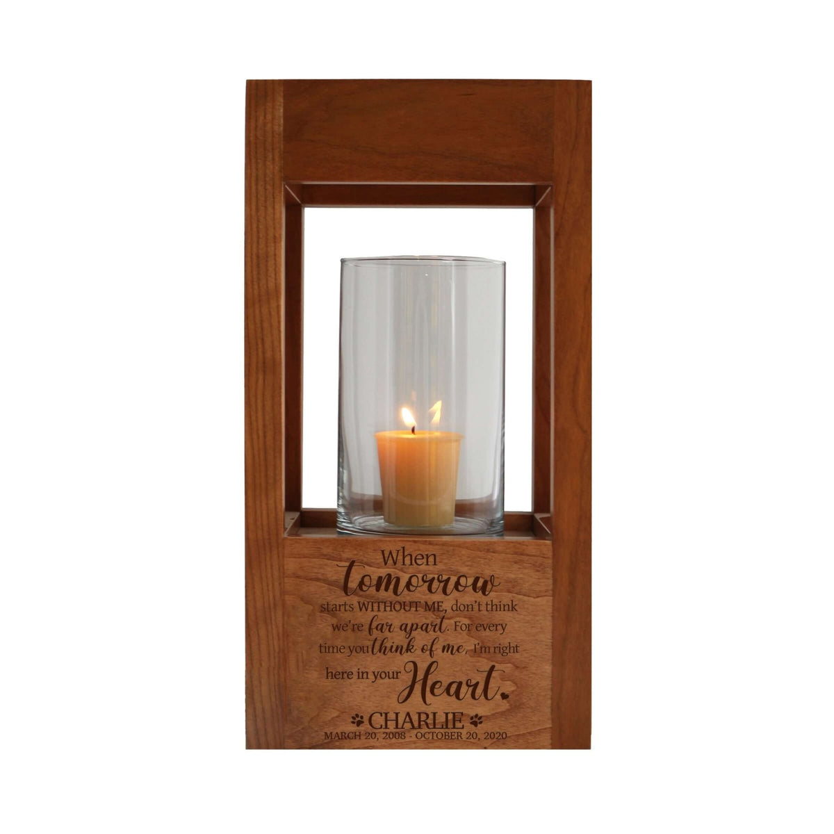 Pet Memorial Lantern Cremation Urn Box for Dog or Cat - When Tomorrow Starts Without Me - LifeSong Milestones