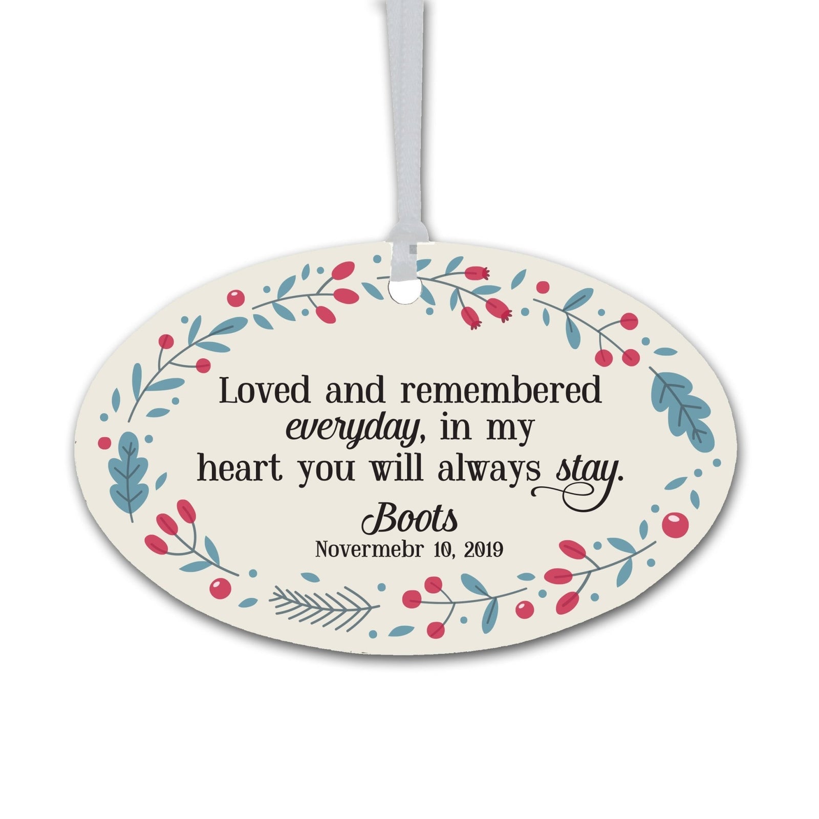 Pet Memorial Oval Ornament - Loved and Remembered - LifeSong Milestones