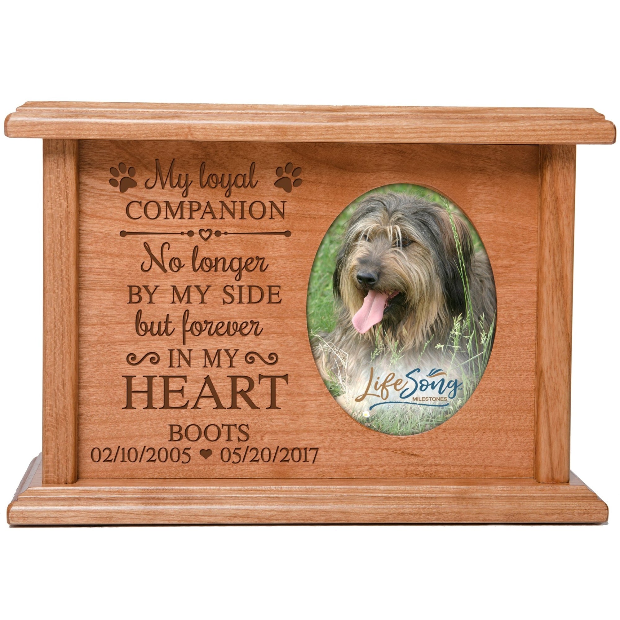 Pet Memorial Photo Cremation Urn Box - My Loyal Companion - LifeSong Milestones